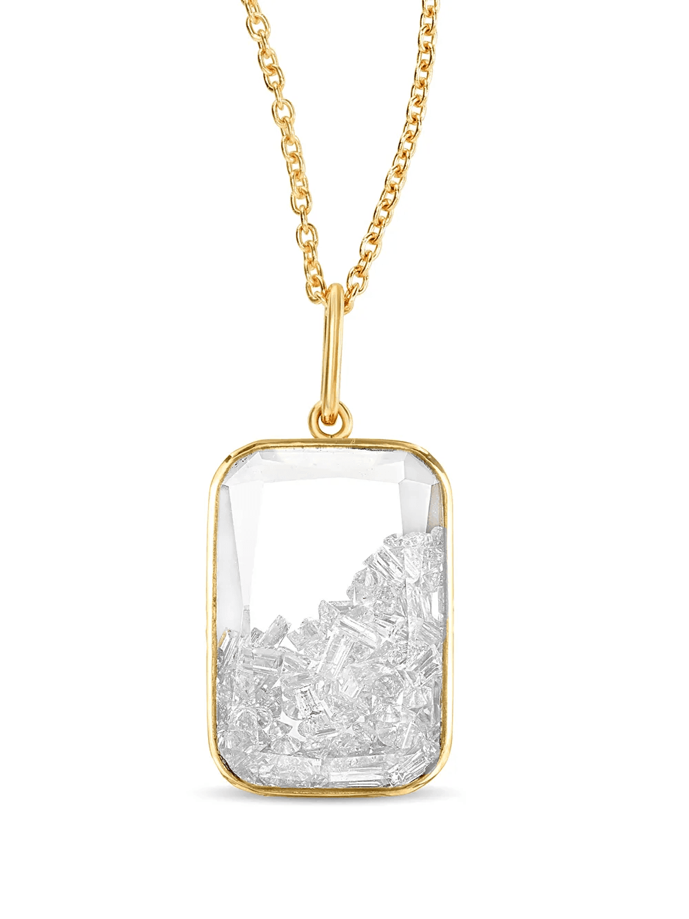 18kt yellow gold ten fourteen sapphire and diamond shaker necklace - Image 1