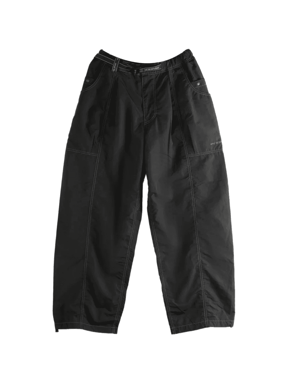 contrast-stitch belted trousers - Image 1