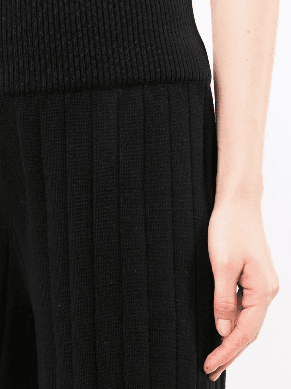 ribbed knit flared trousers - Image 1