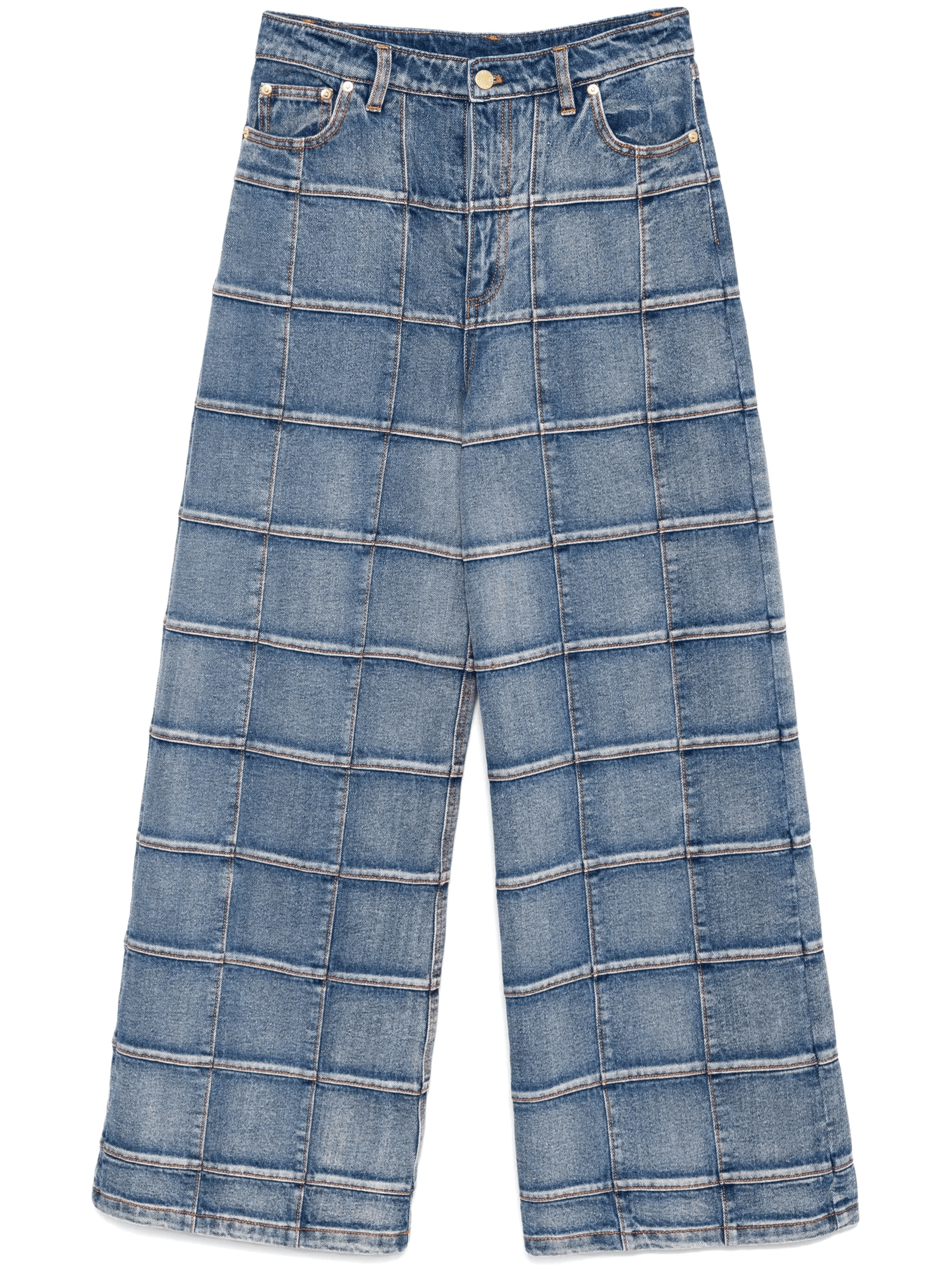 windowpane wide-leg jeans - Image 1