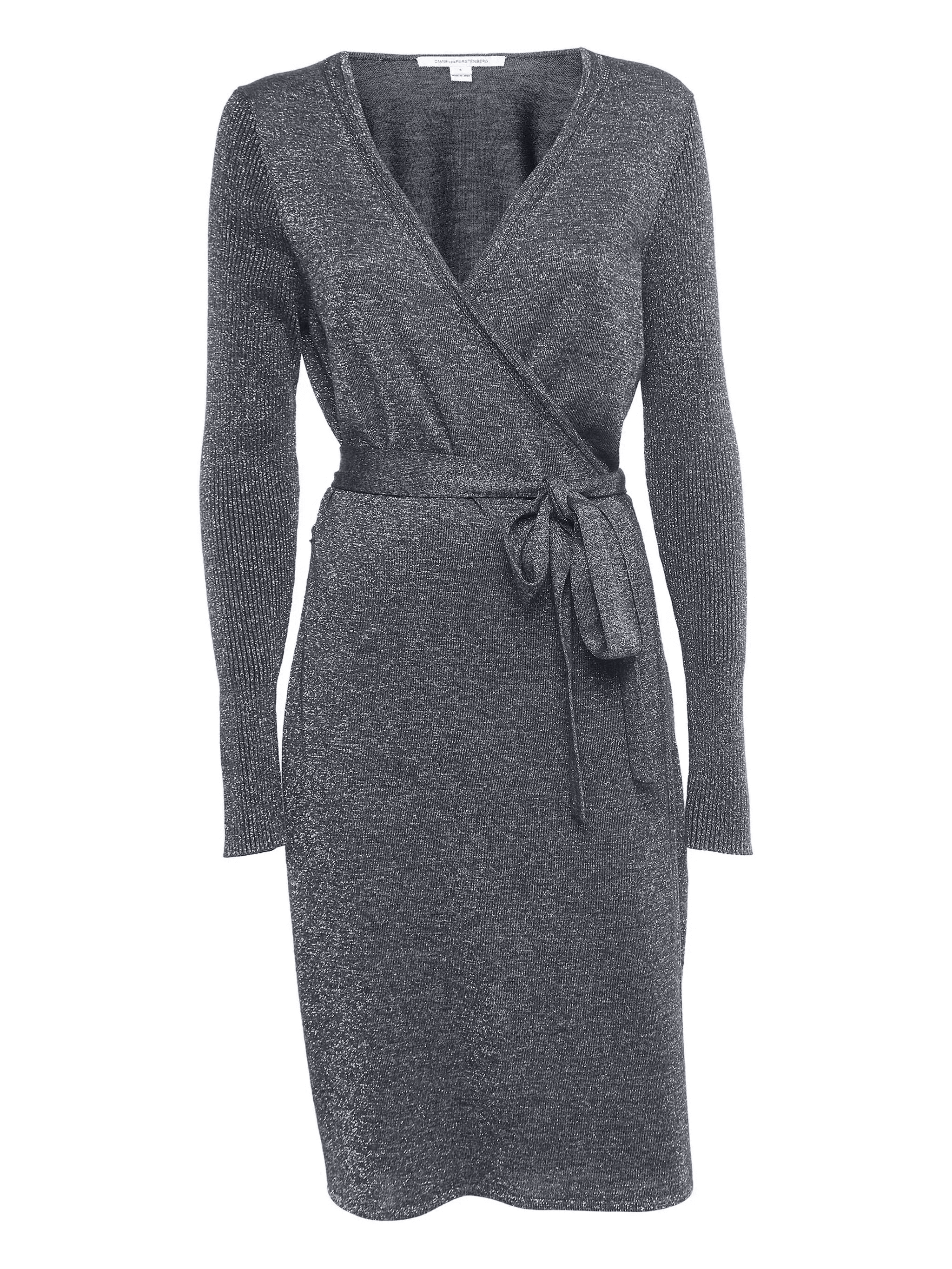 2023 metallic wrap midi dress - Image 1