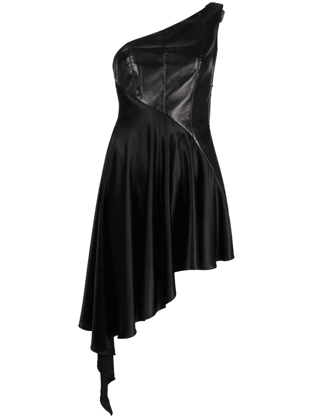 one-shoulder faux-leather dress - Image 1