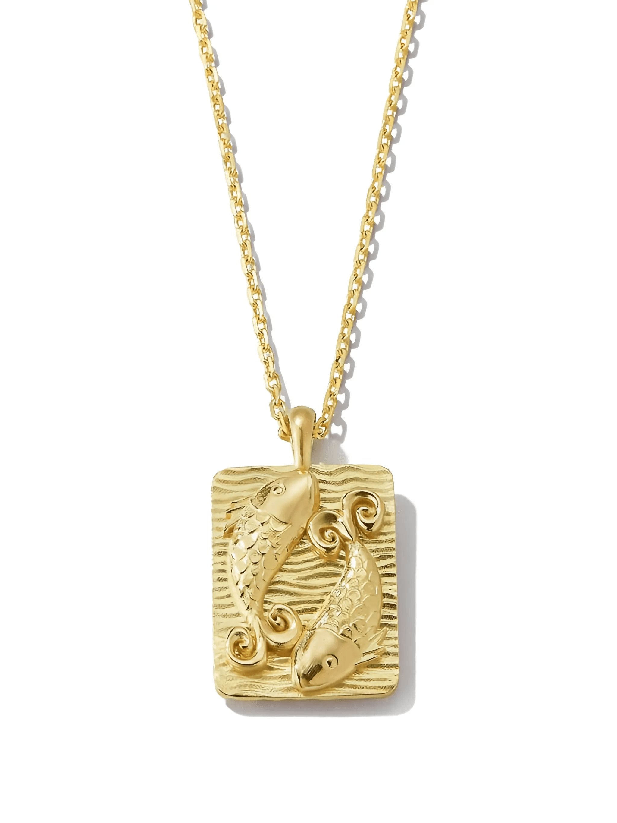 18K yellow gold diamond Pisces Zodiac pendant necklace - Image 1