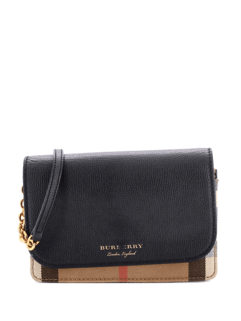 Hampshire Wallet on Chain Leather and House Check Canvas crossbody bag - Image 1