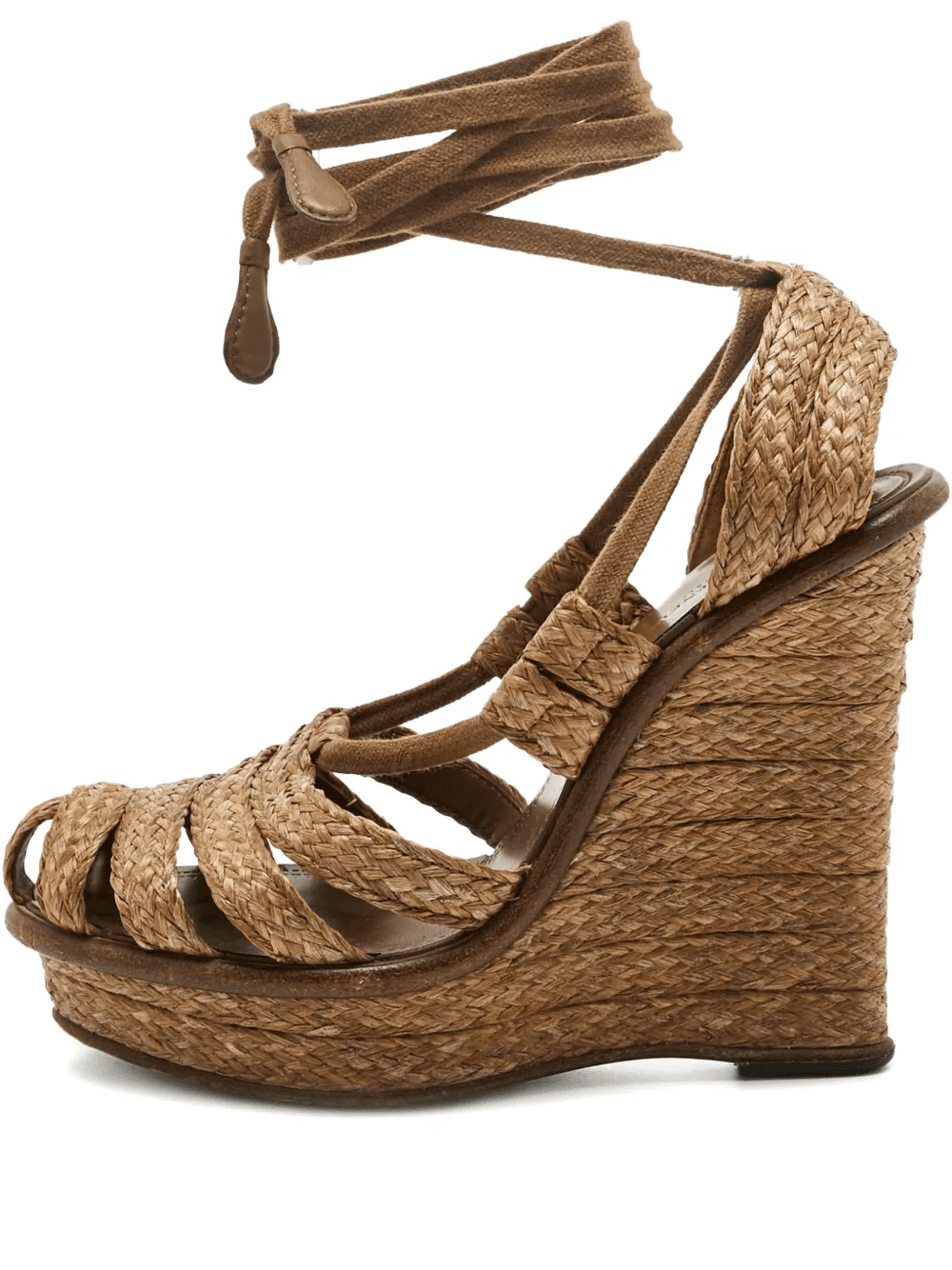 raffia ankle-wrap wedges - Image 1