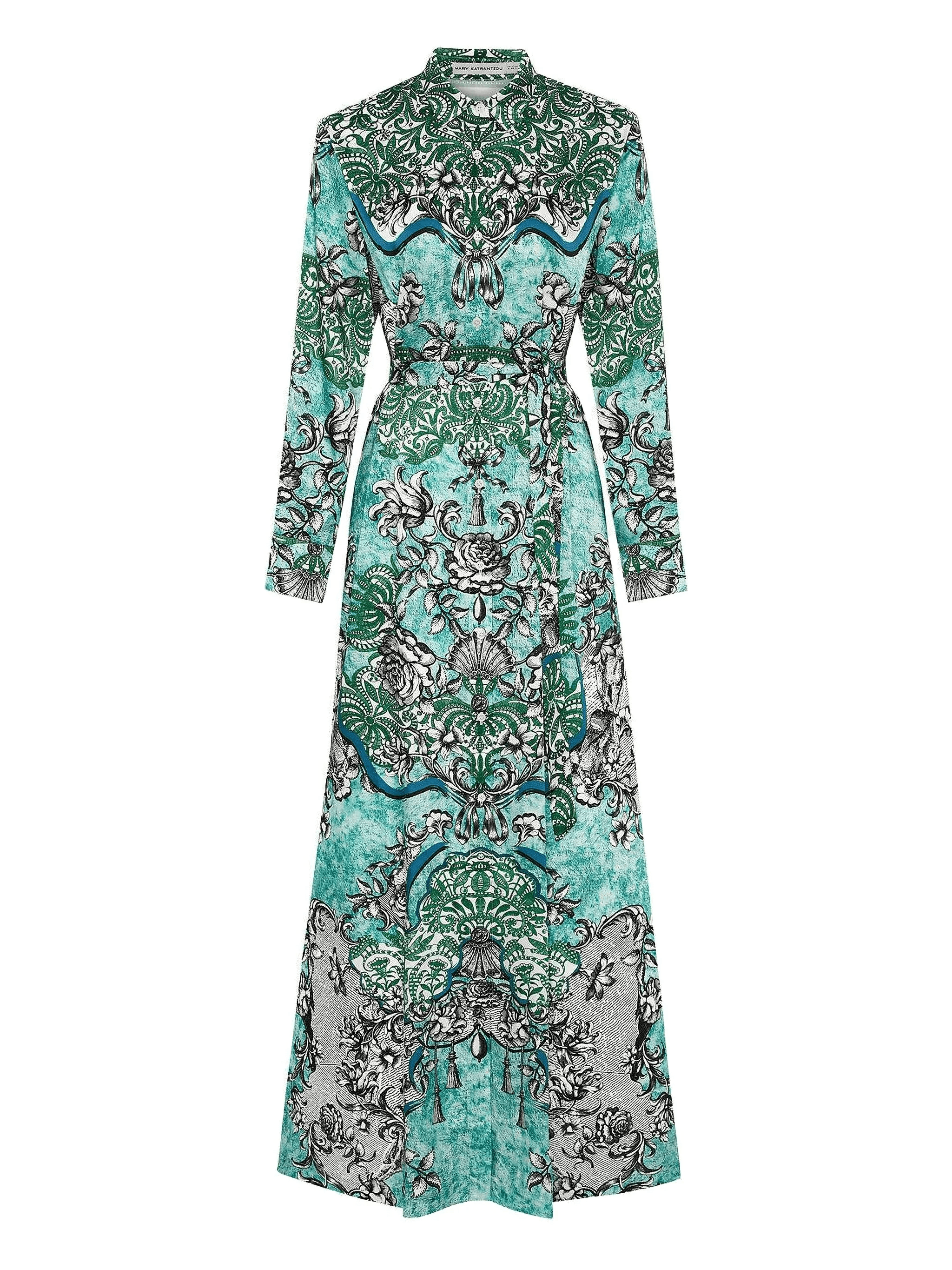 Torino lace-print belted maxi dress - Image 1