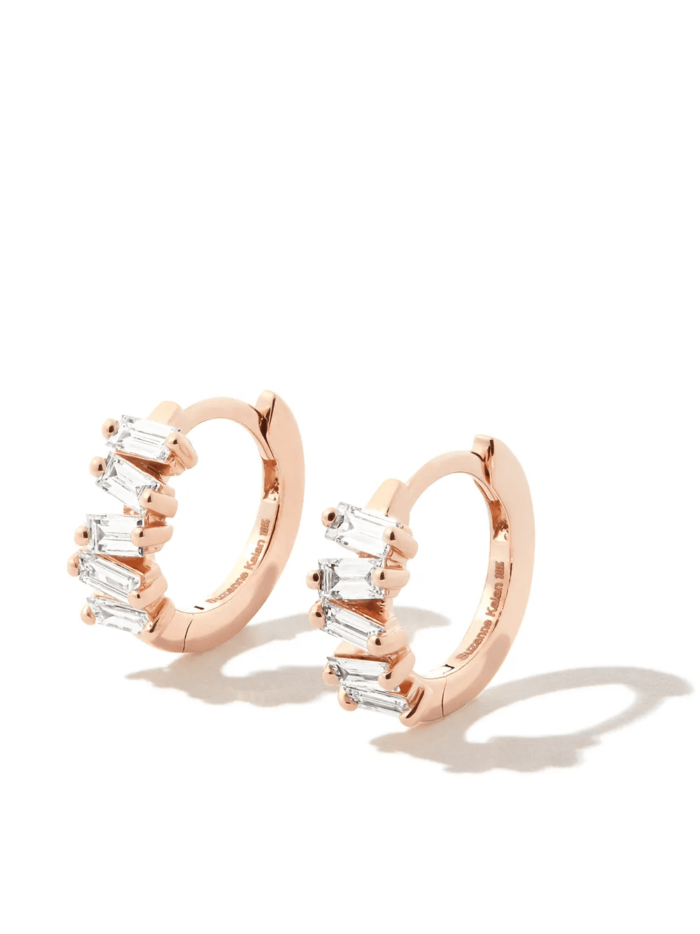 18kt rose gold Bold diamond huggie earrings - Image 1