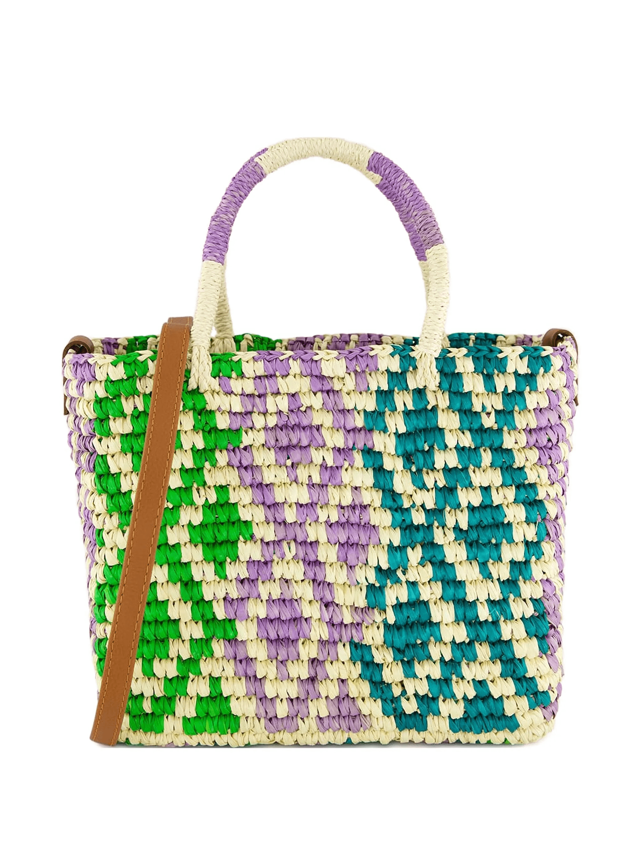 medium Canasta patterned-straw tote bag - Image 1