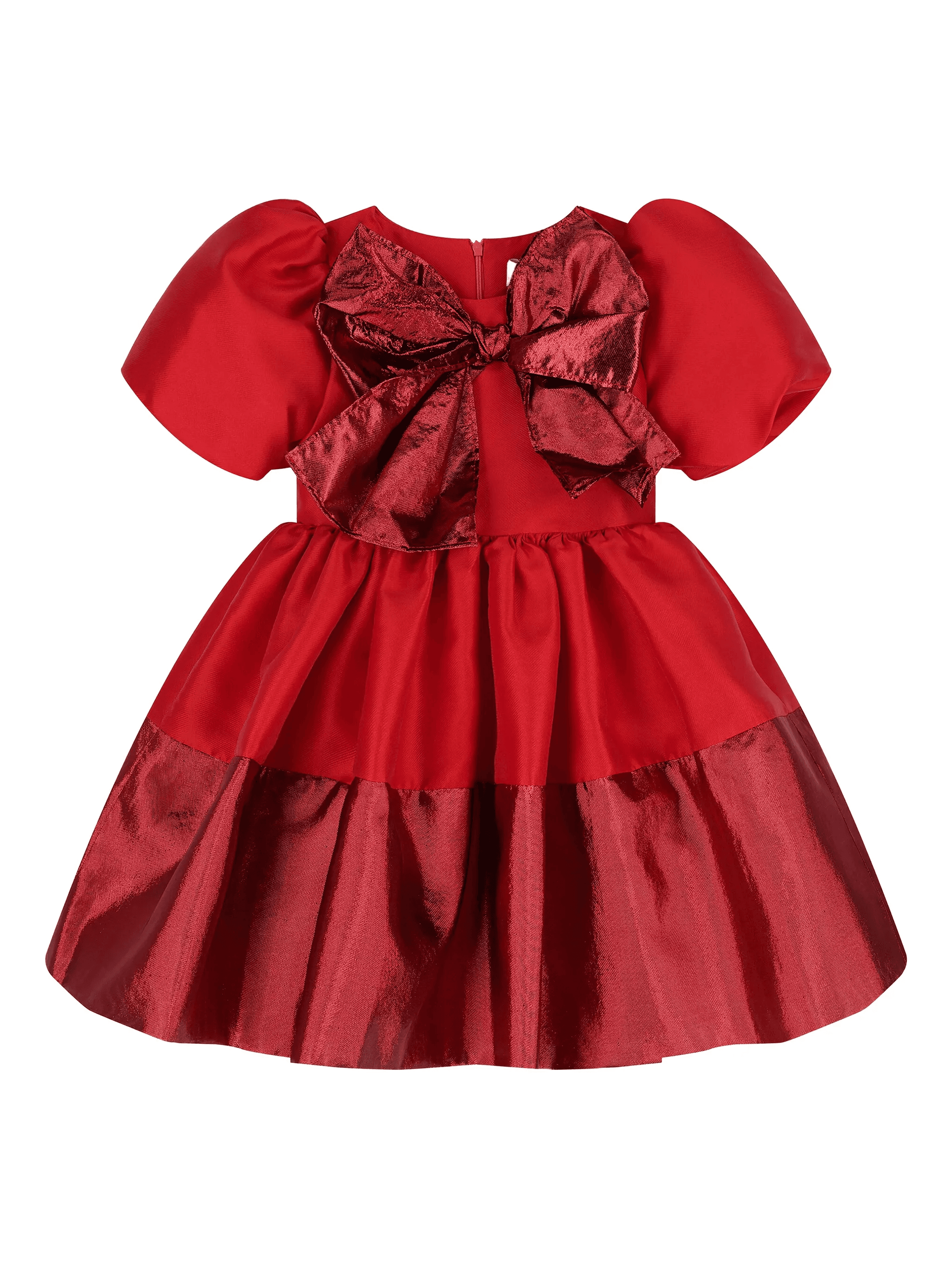 bow pleated twill dress - Image 1
