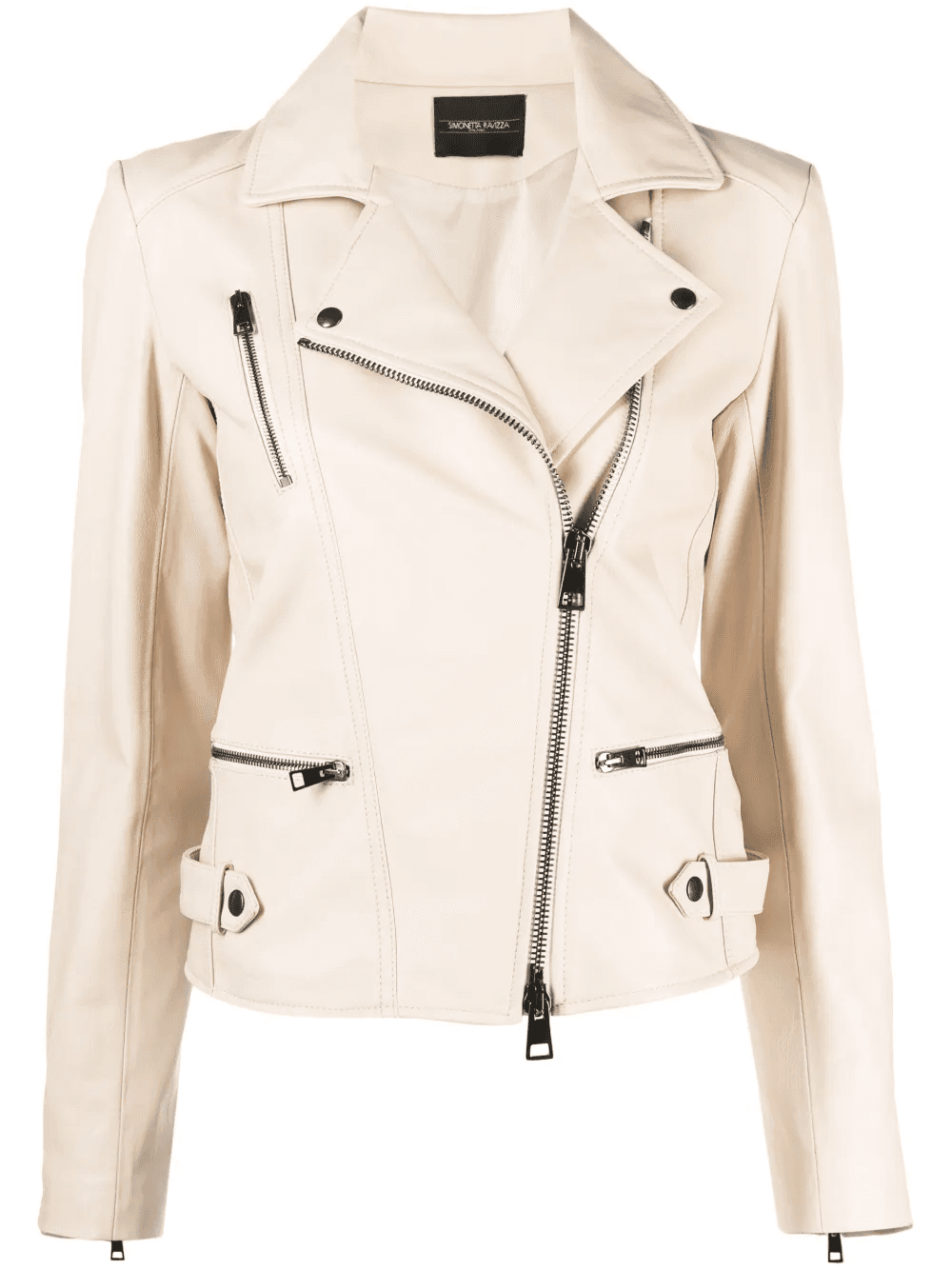 zip-up leather biker jacket - Image 1