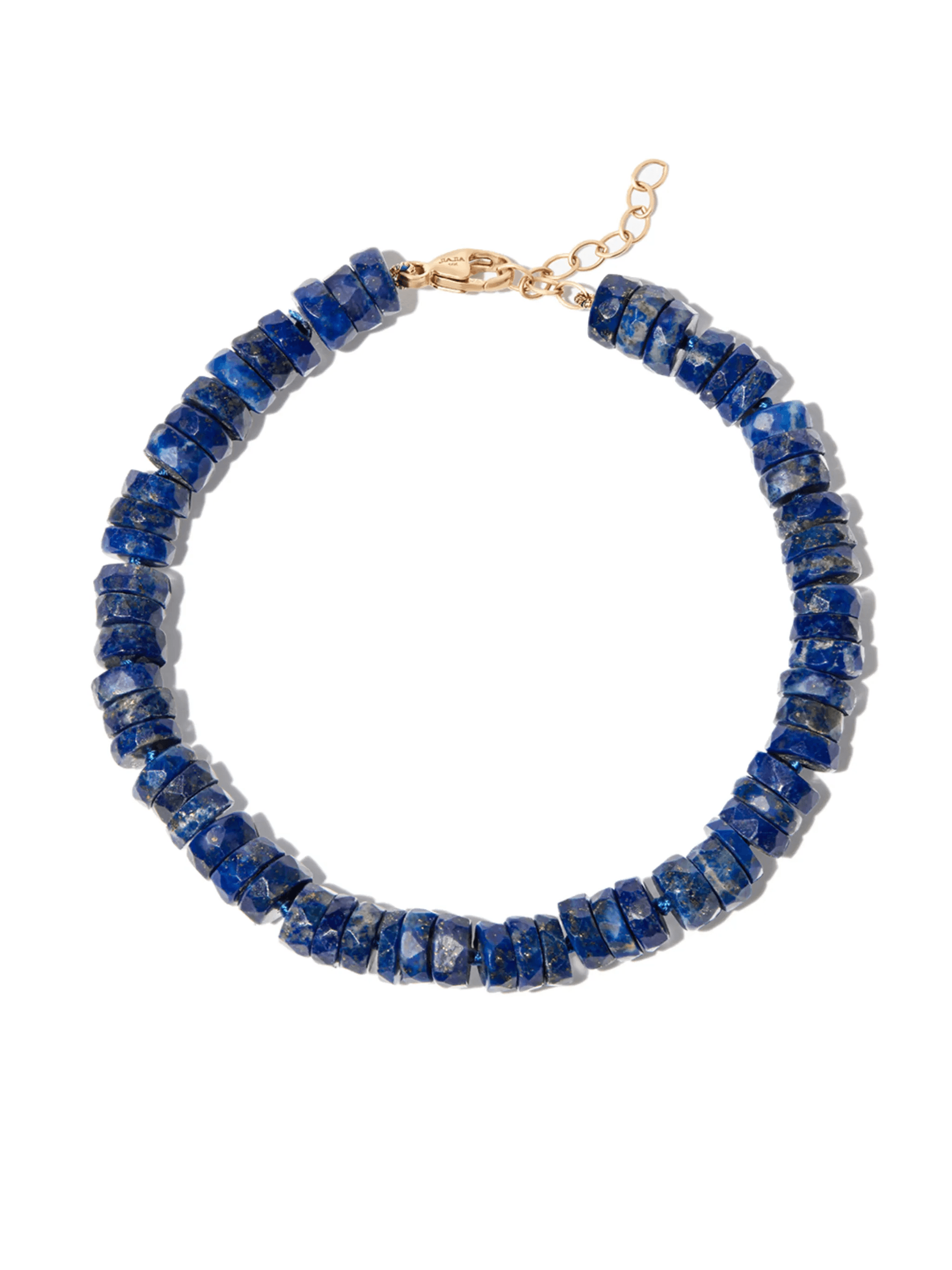 14kt yellow gold lapis lazuli beaded bracelet - Image 1