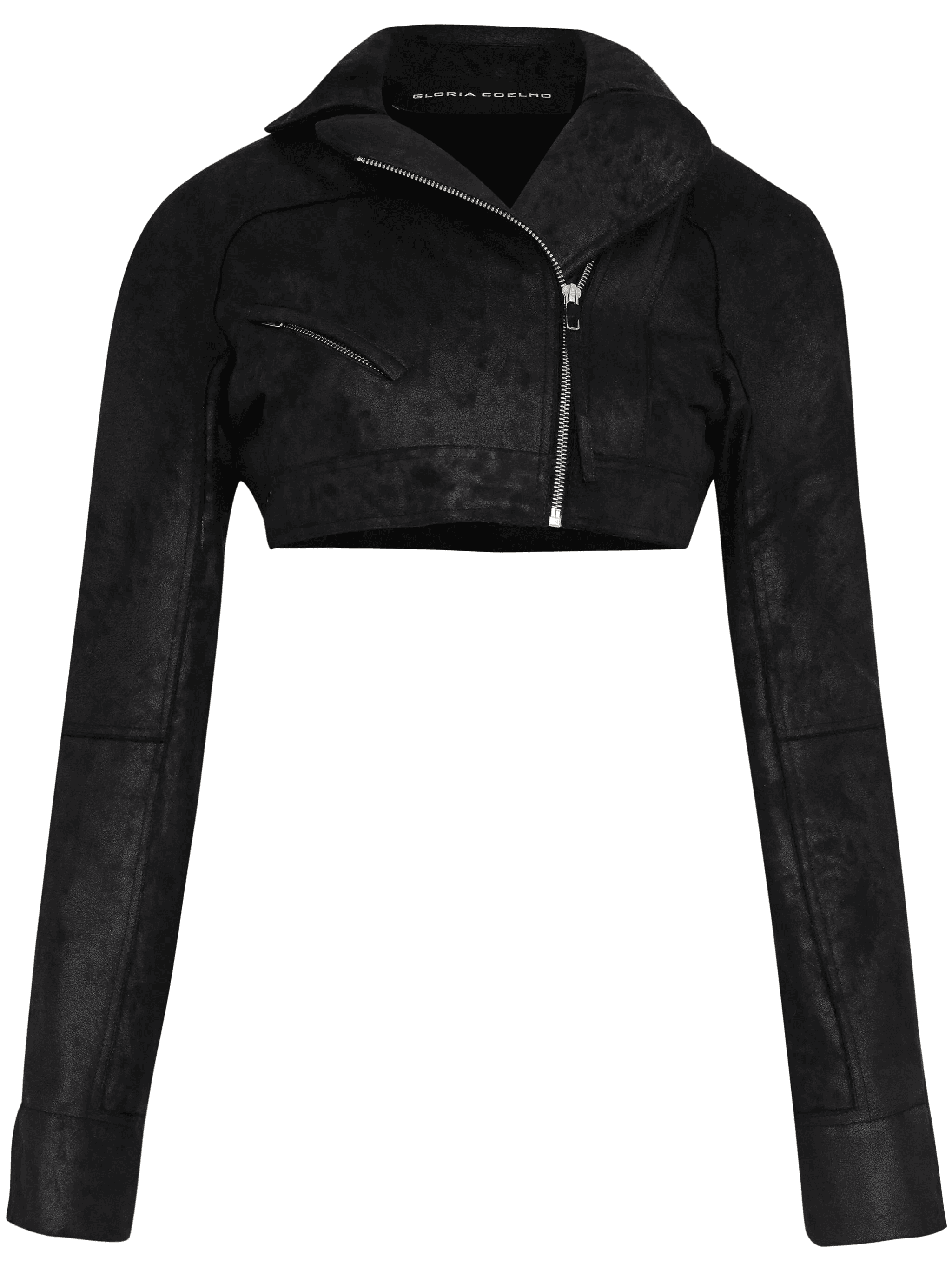 faux-leather cropped jacket - Image 1