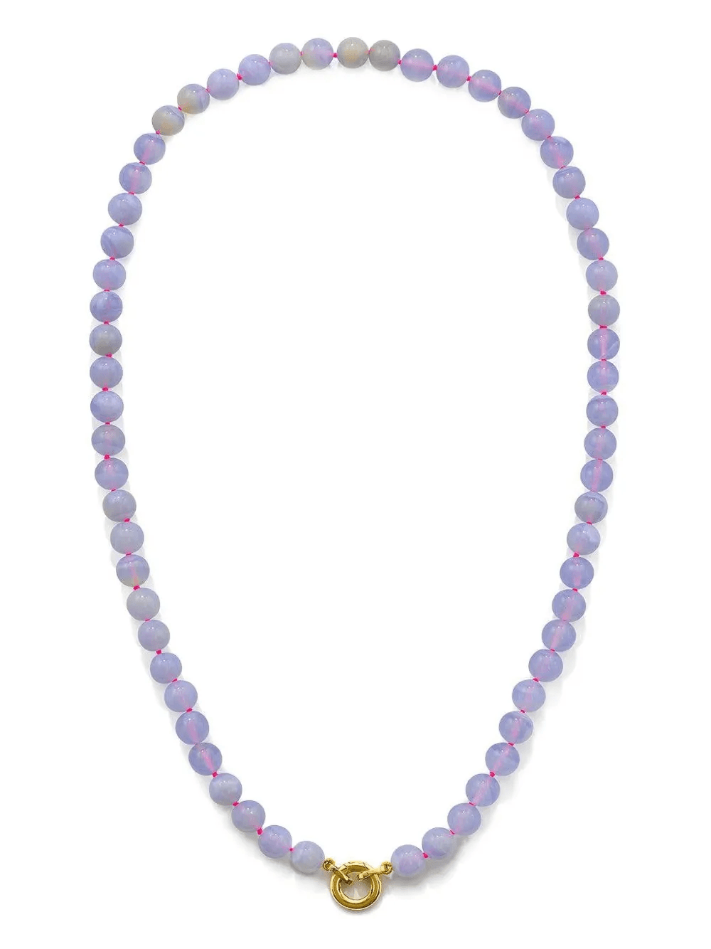 18K yellow gold chalcedony bead necklace - Image 1