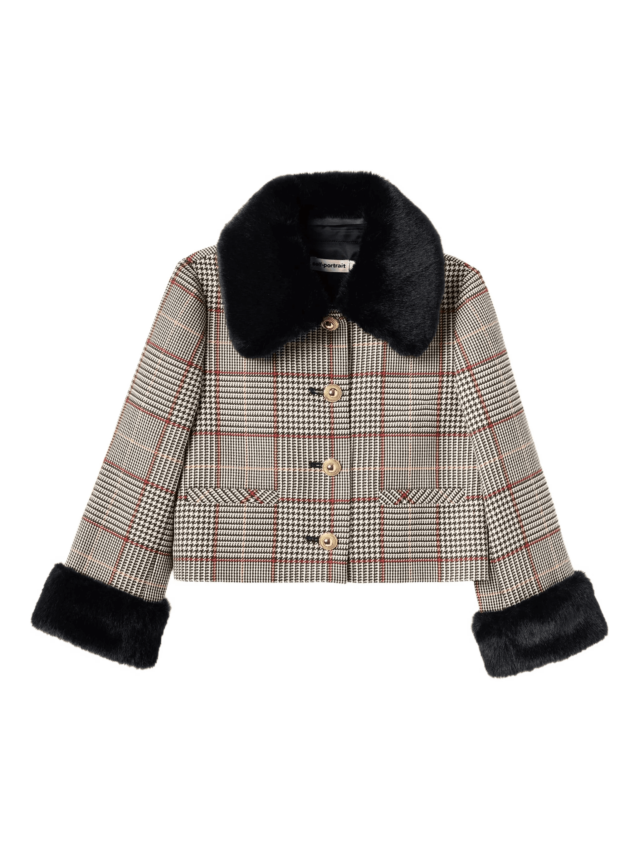 houndstooth faux-fur jacket - Image 1