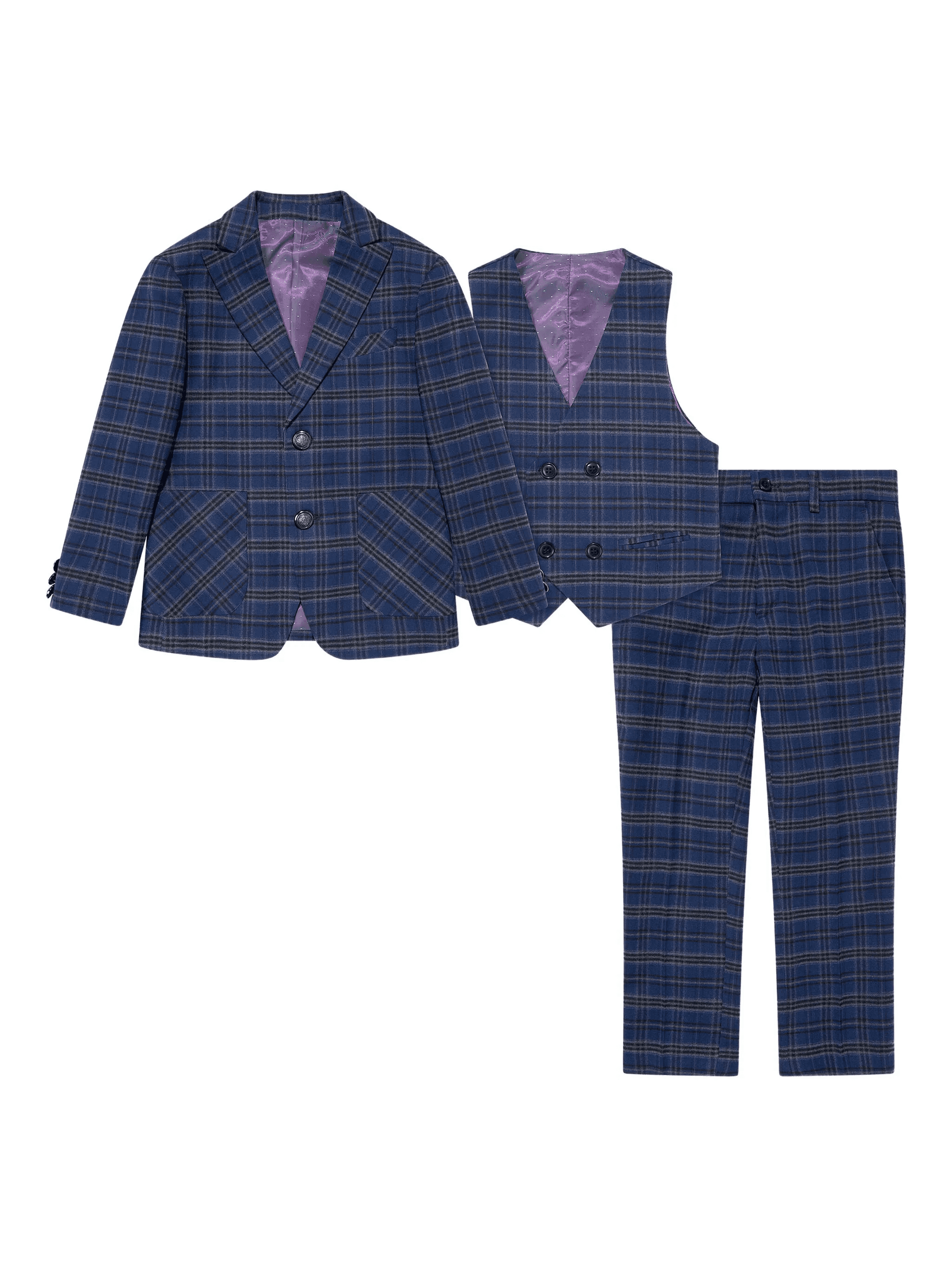 checked three-piece suit - Image 1