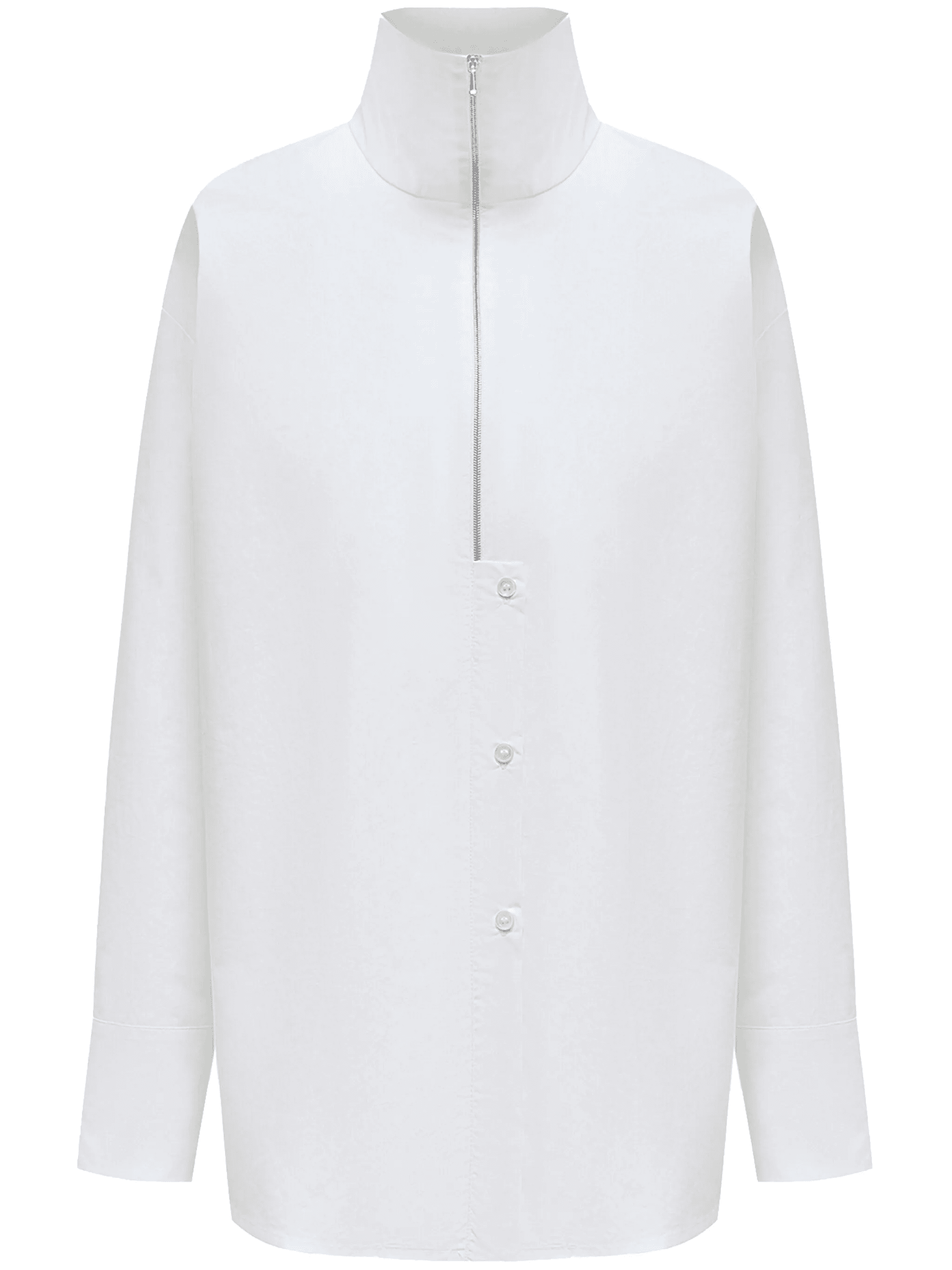 high-neck cotton zip shirt - Image 1