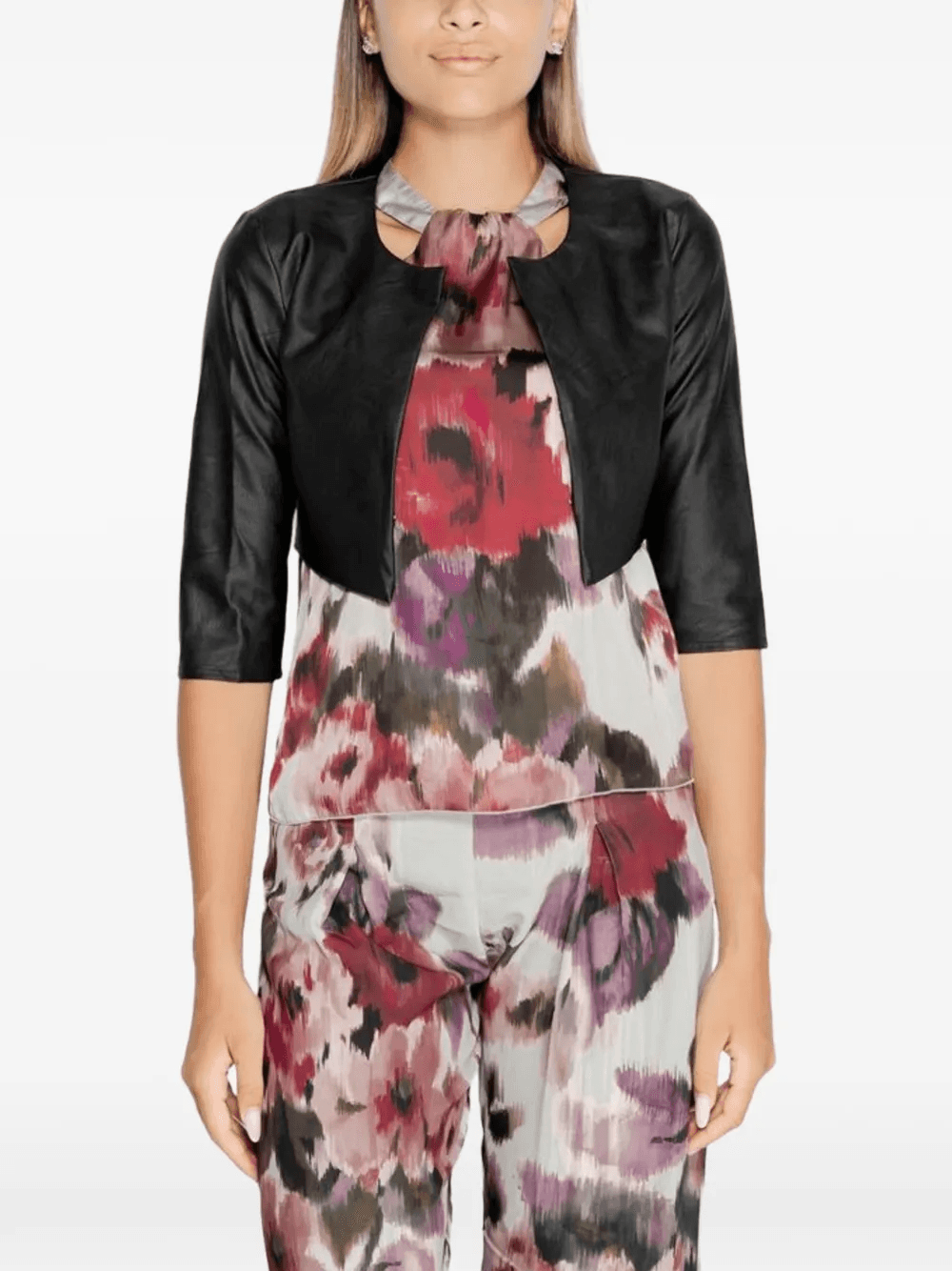 three-quarter-sleeve cropped jacket - Image 1