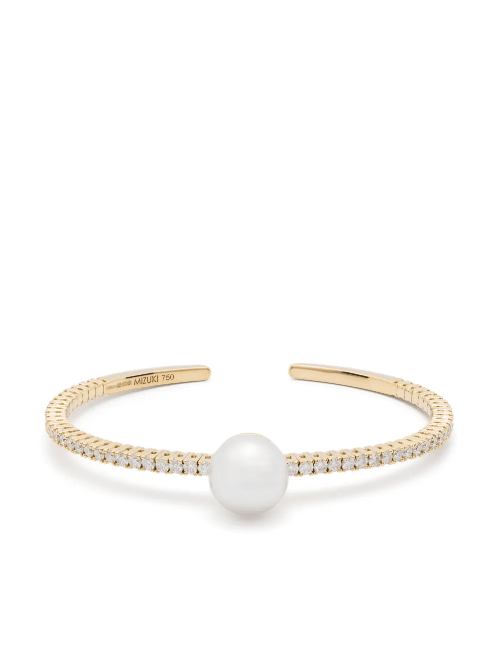18kt yellow gold South Sea pearl and diamond cuff bracelet - Image 1