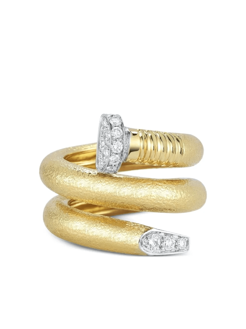 18K yellow gold Hammered Nail diamond ring - Image 1