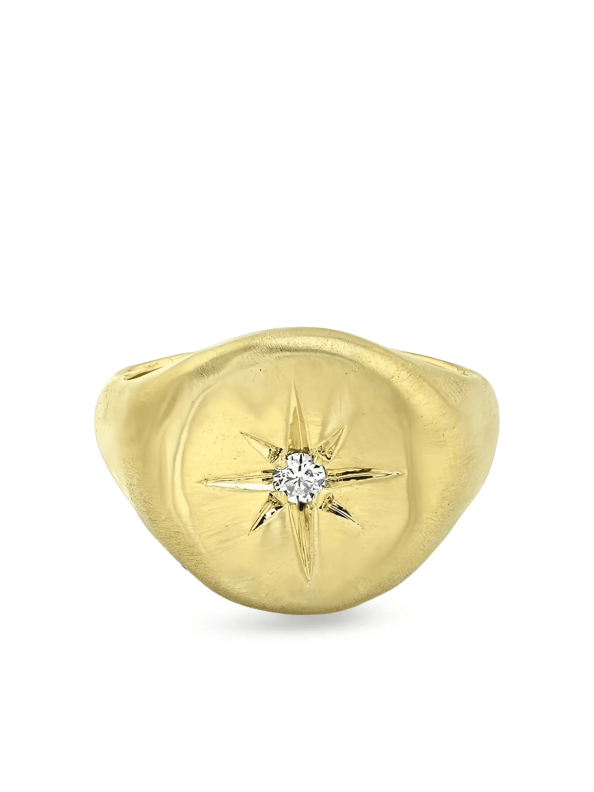 14K yellow gold Star Set Oracle diamond signet ring - Image 1