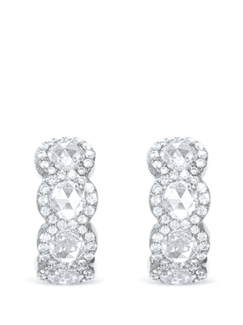 18K white gold diamond Scallop Huggie earrings - Image 1