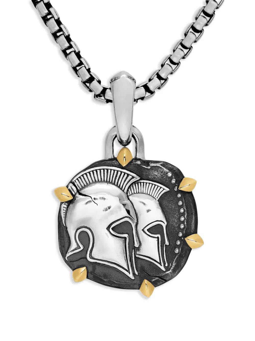 18kt yellow gold and sterling silver Gemini amulet (33mm) - Image 1