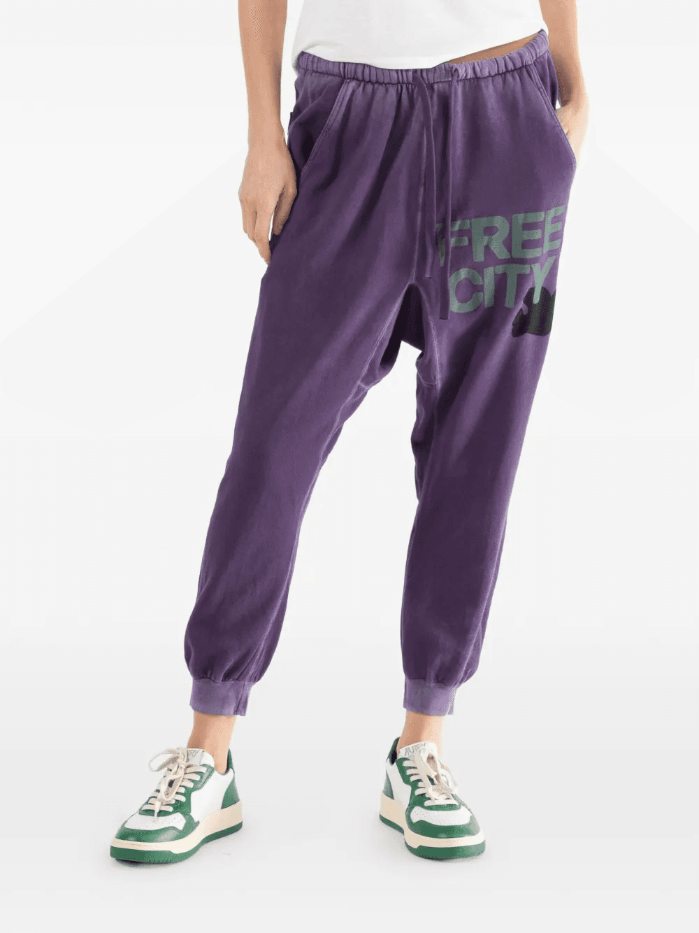 drawstring lettering track pants - Image 1