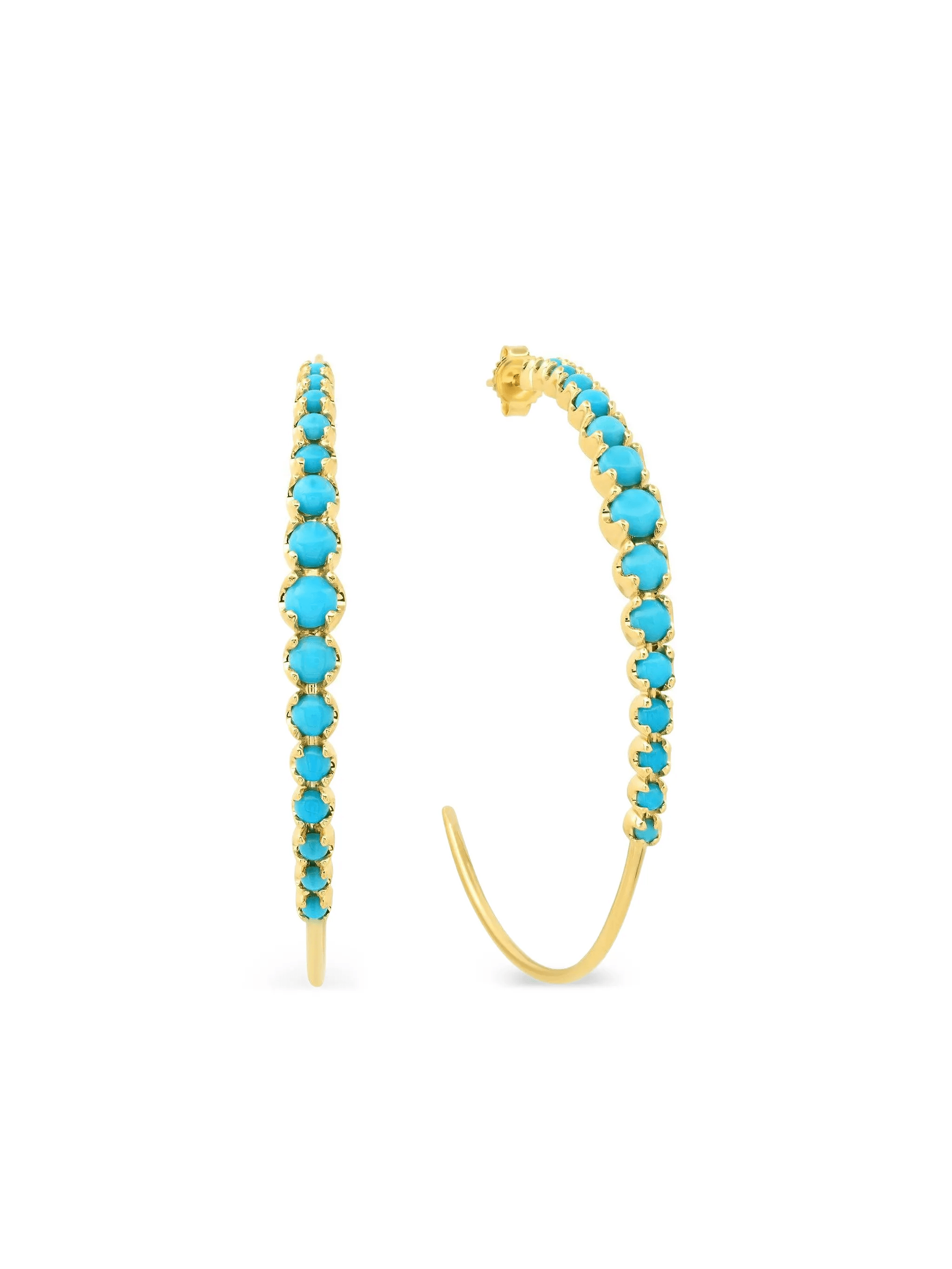 medium turquoise hoop earrings - Image 1