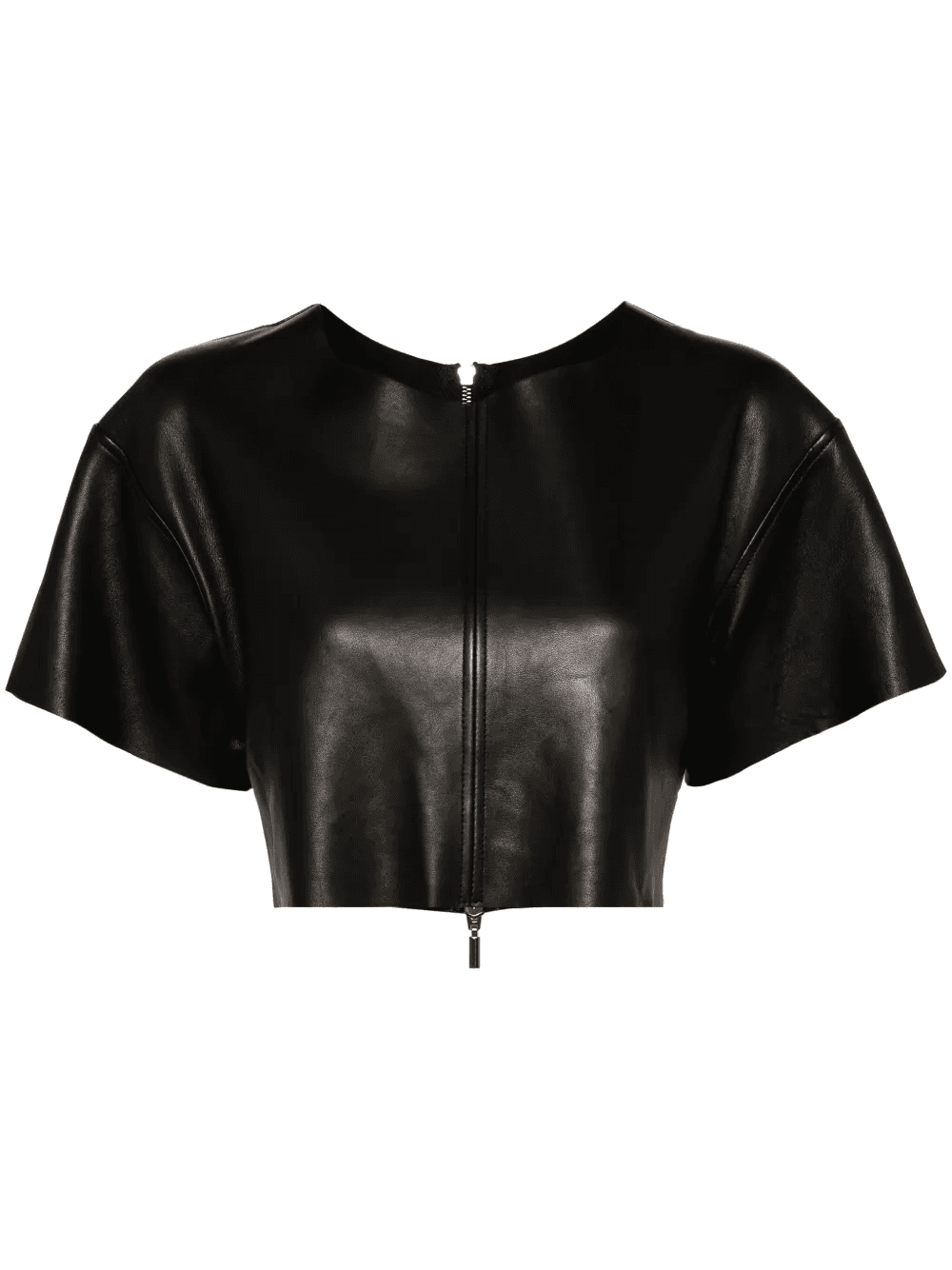cropped leather T-shirt - Image 1