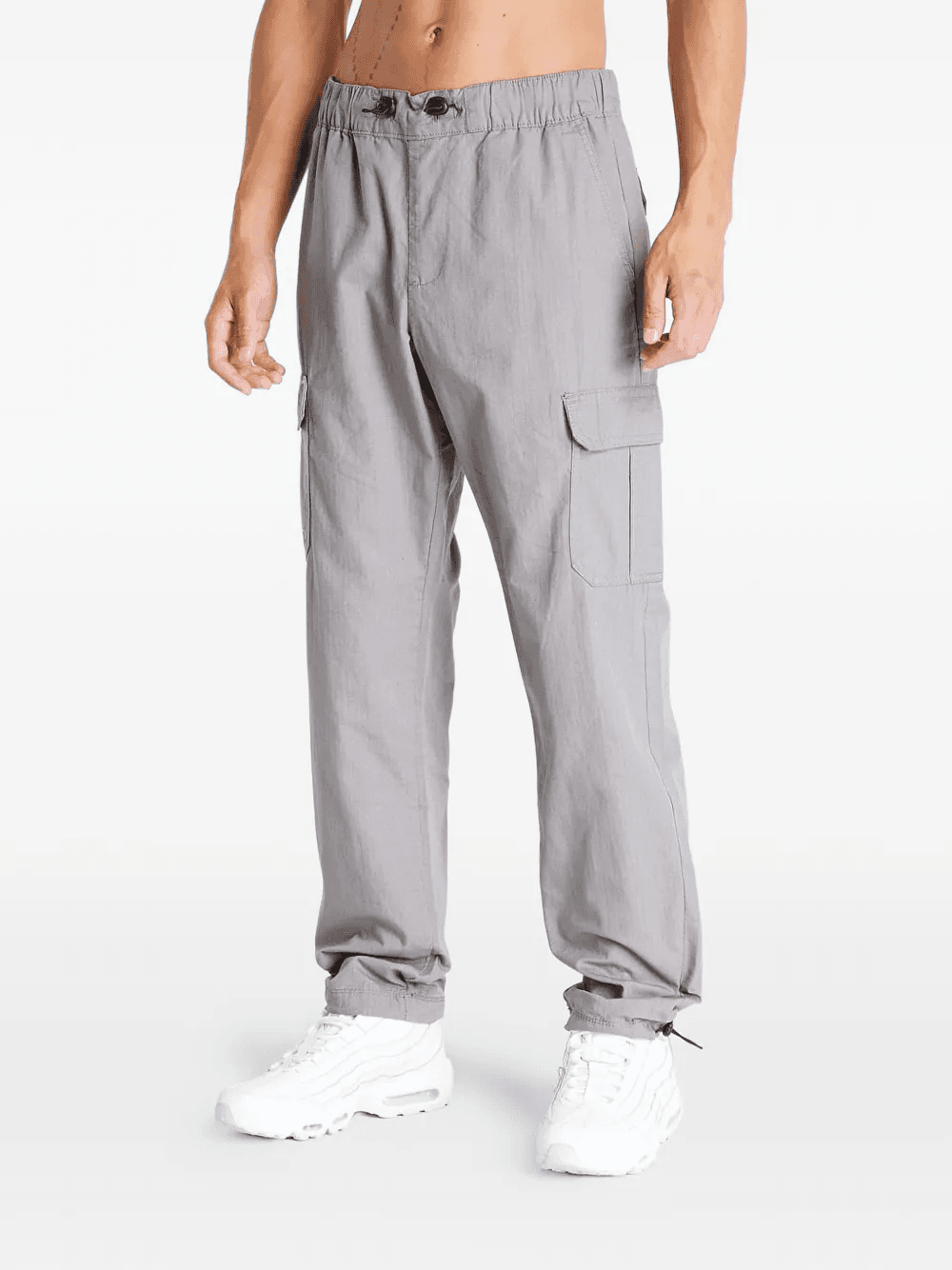 drawstring-waist cotton cargo pants - Image 1