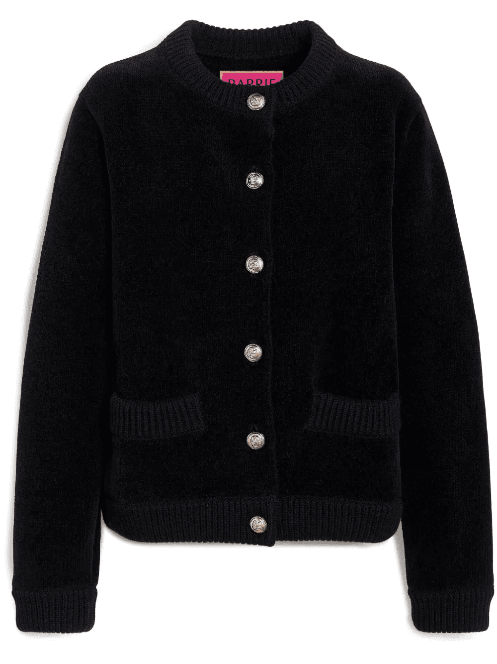 velvet-effect fine-knit cardigan - Image 1
