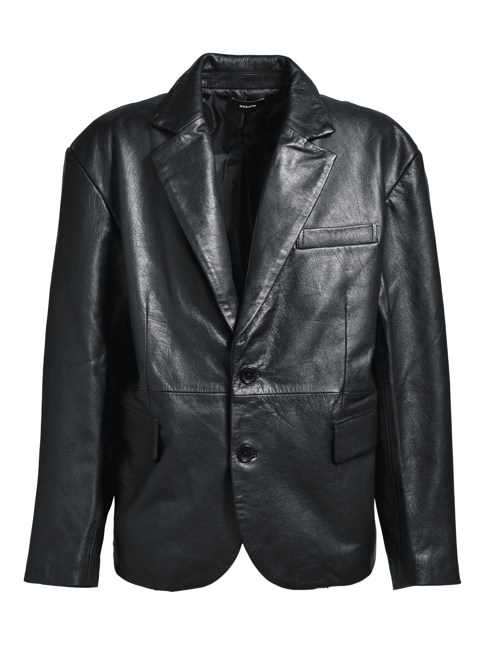 single-breasted leather blazer - Image 1