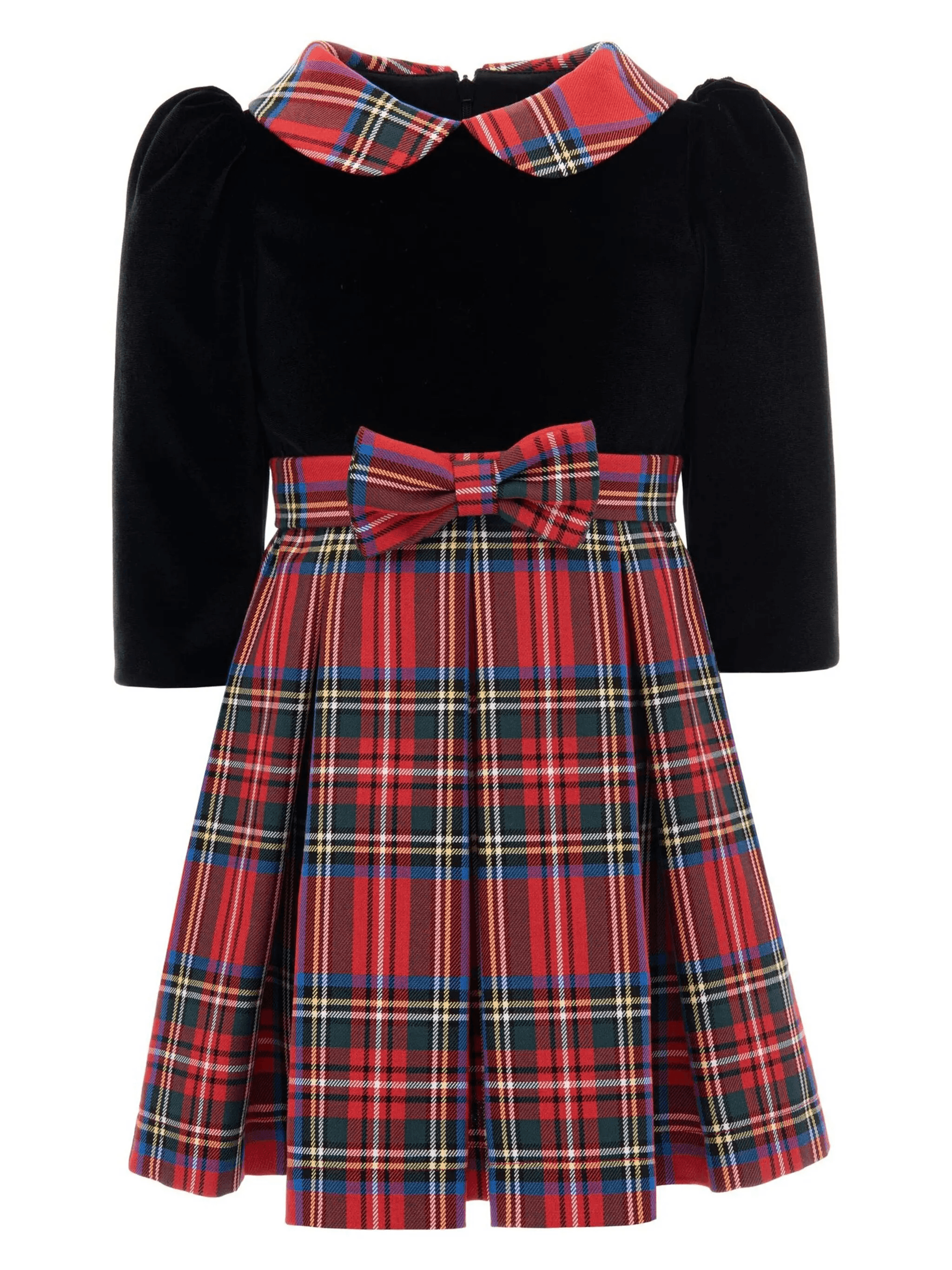 bow-detail plaid-checked dress - Image 1