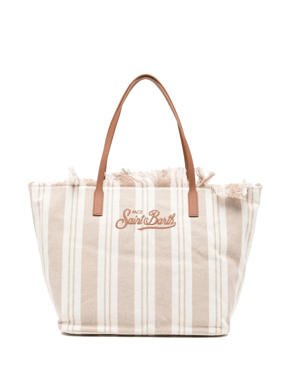 City striped fringed tote bag - Image 1
