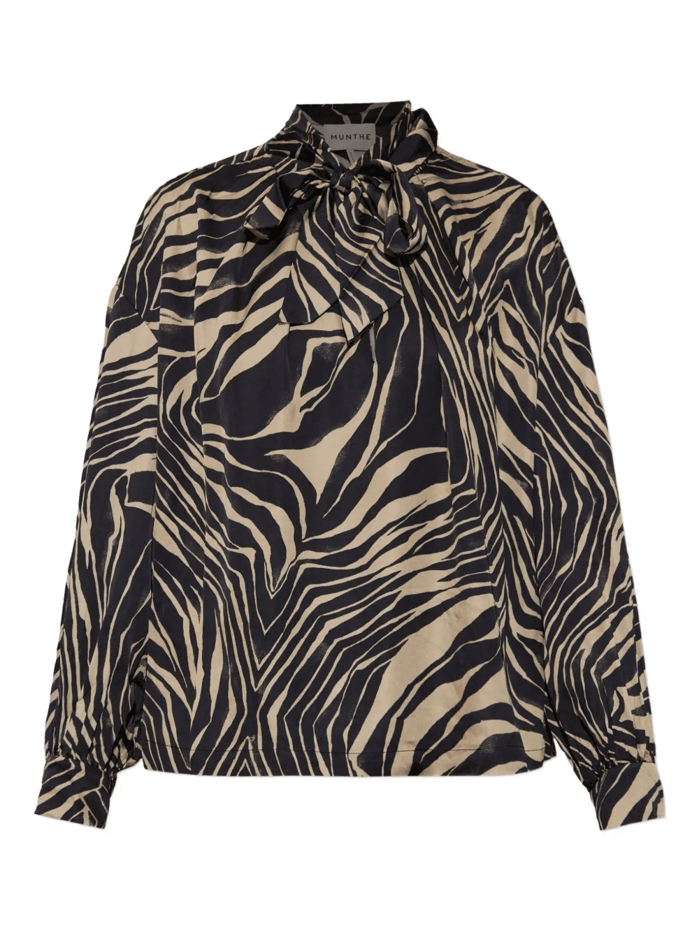 zebra-print tie-neck blouse - Image 1
