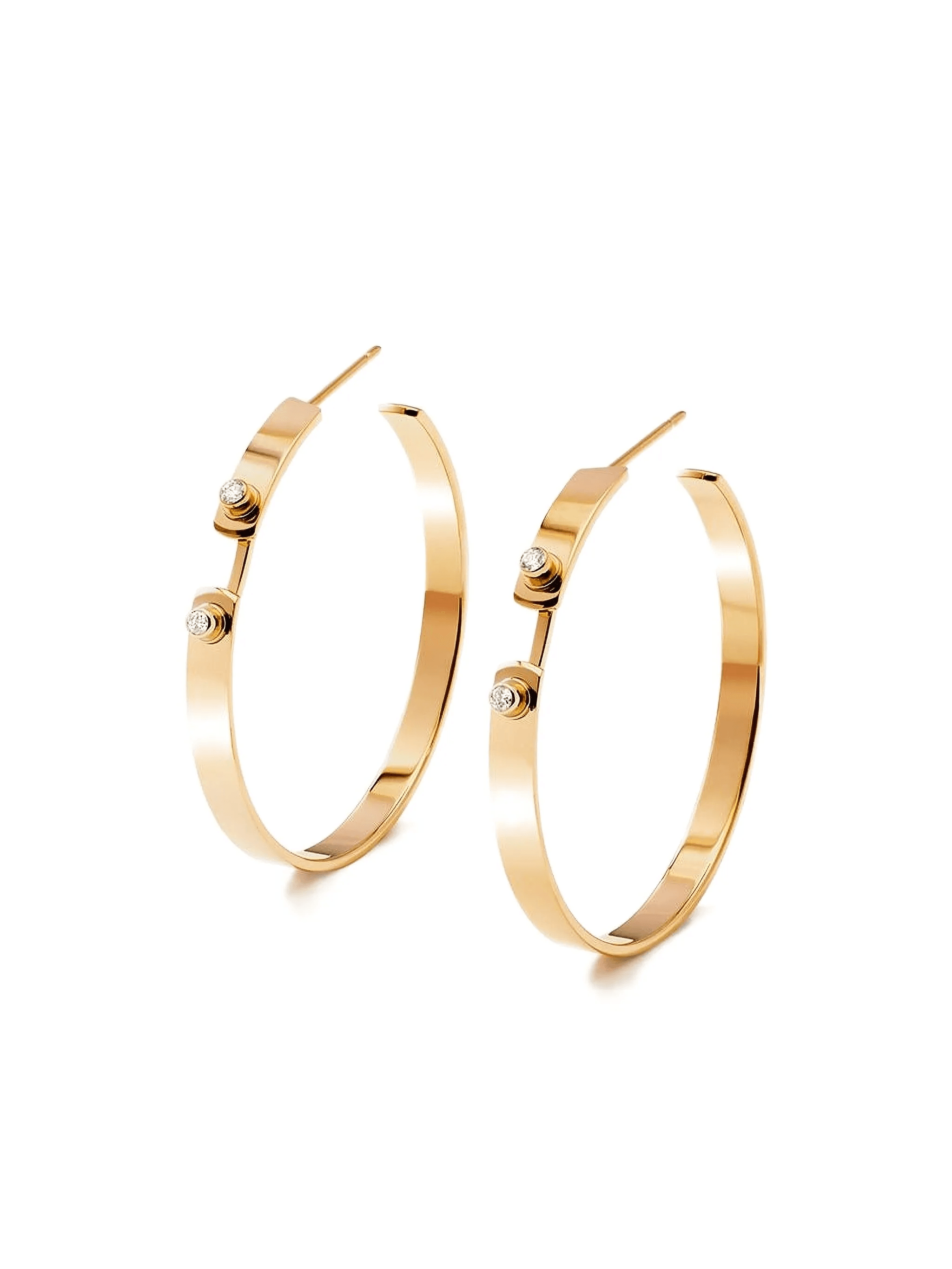 18K recycled yellow gold Monday Morning Mood diamond hoop earrings - Image 1