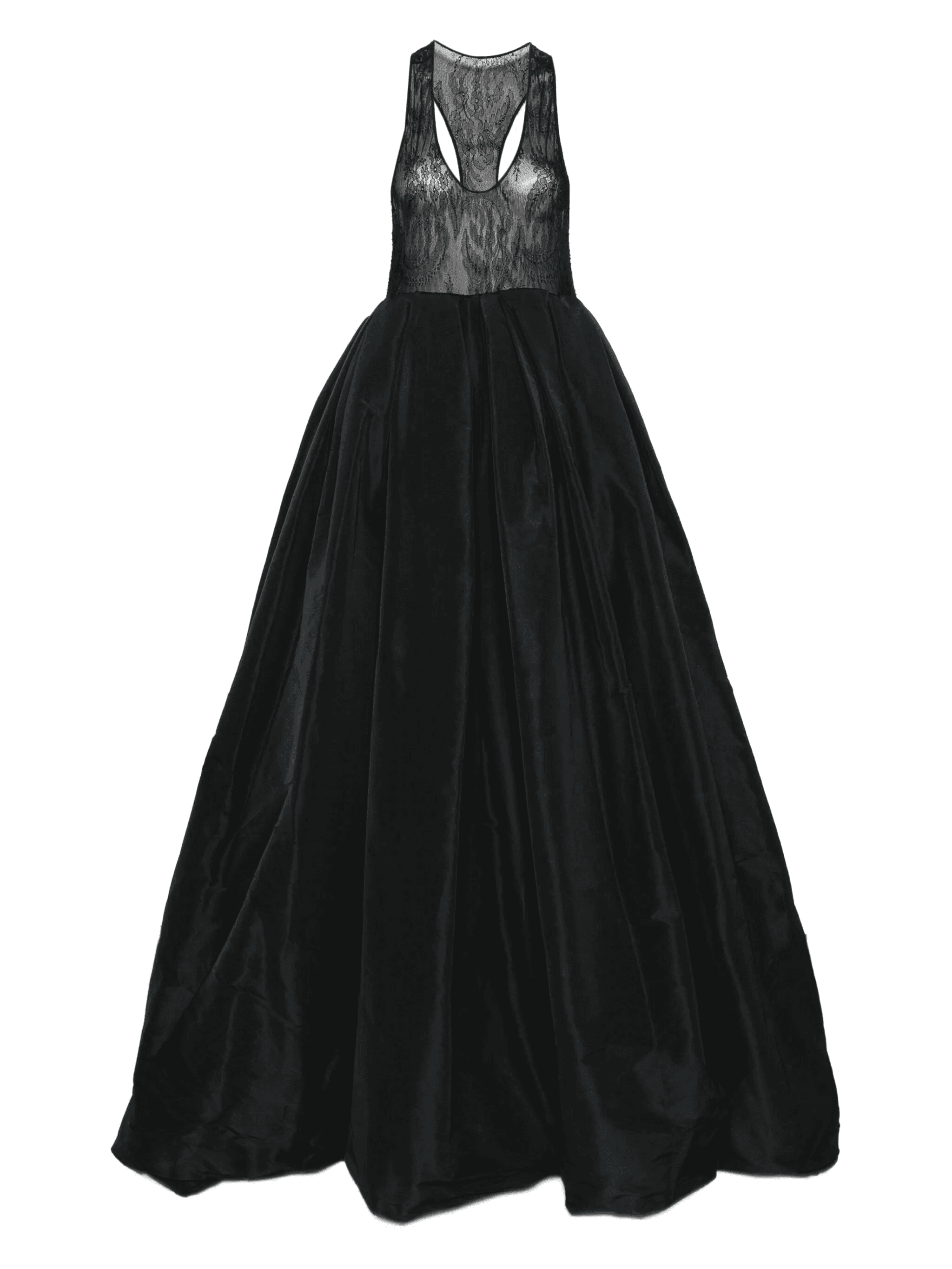 lace-insert pleated gown - Image 1
