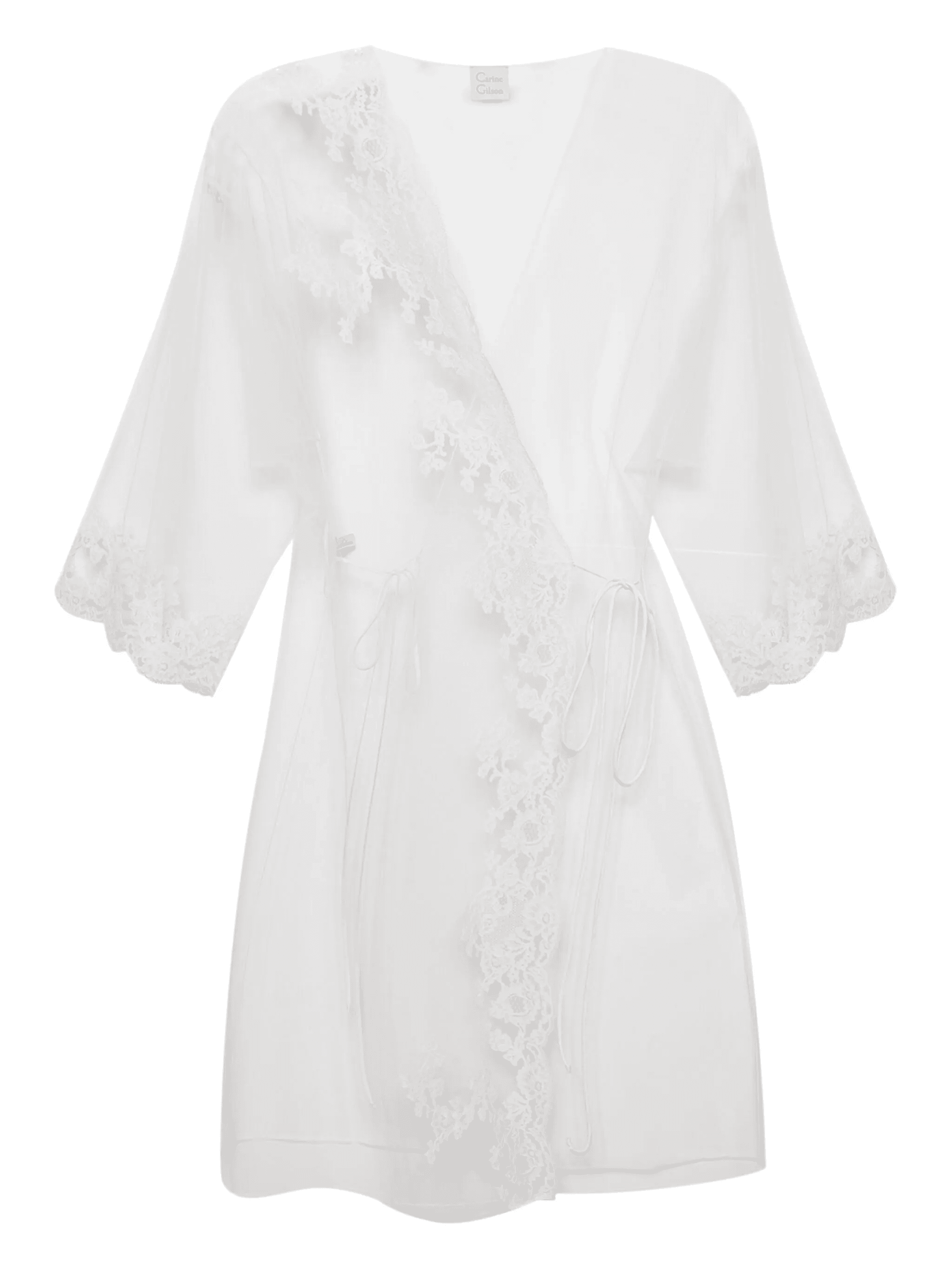 lace-appliqué sheer kimono - Image 1