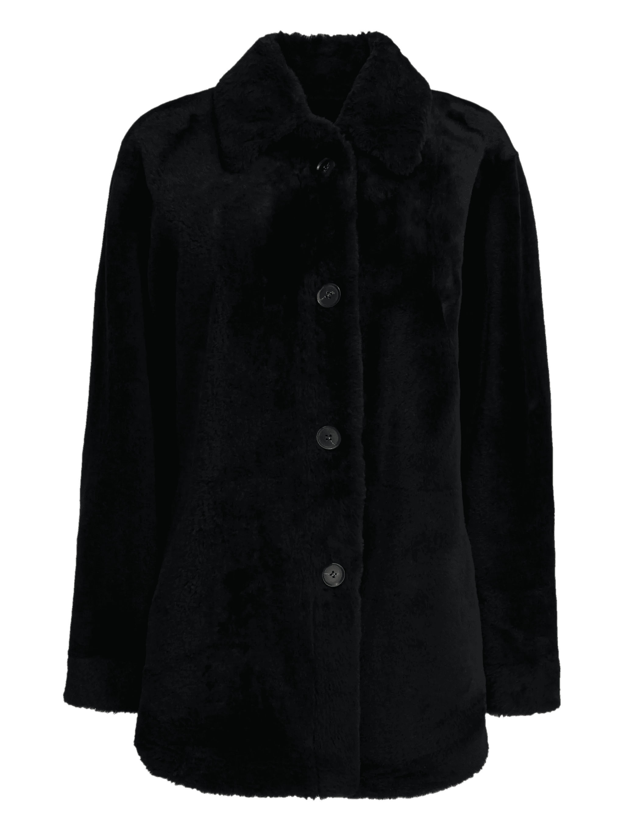 single-breated reversible leather coat - Image 1