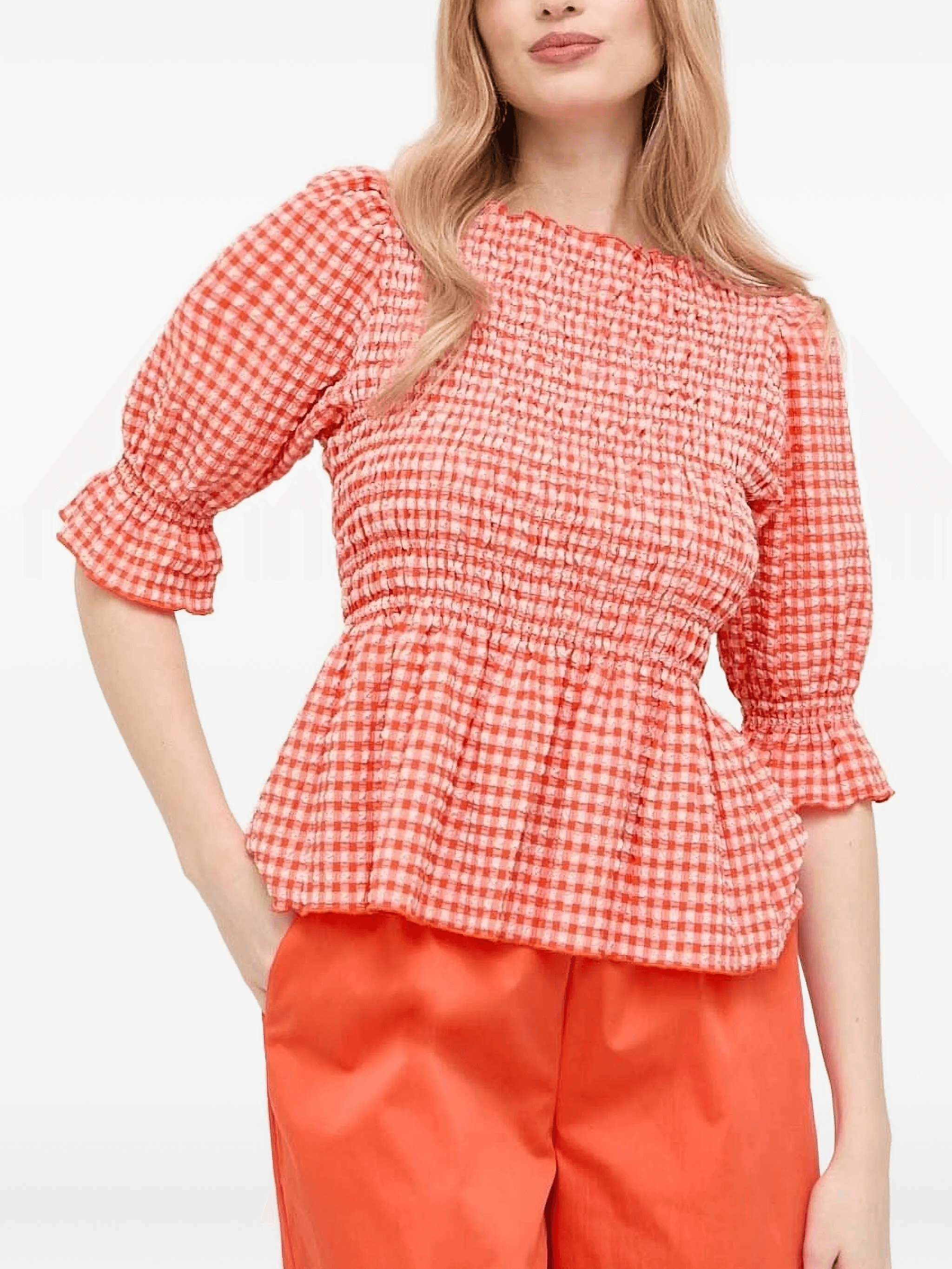 gingham smocked top - Image 1