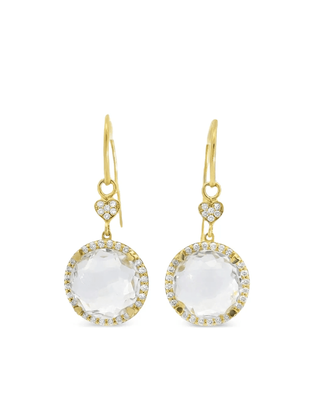 18K yellow gold quartz and diamond earrings - Image 1
