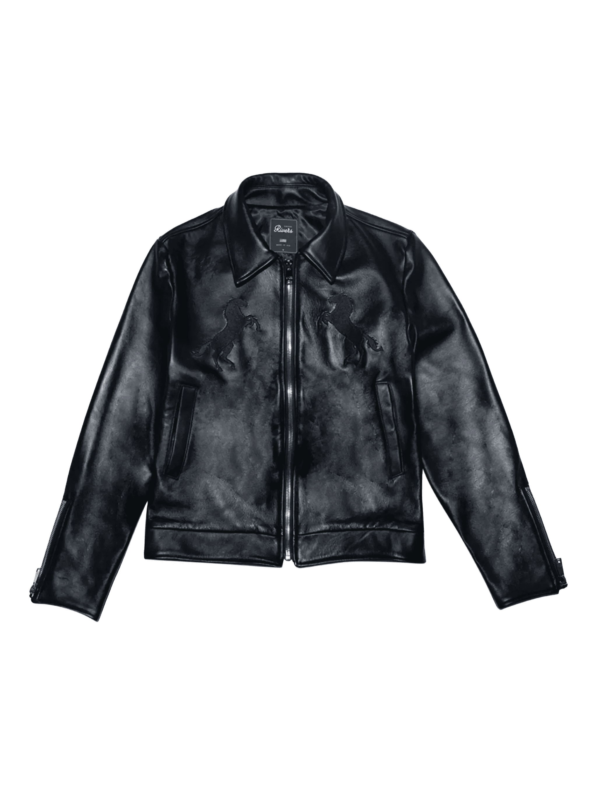 Chesapeake River horse-motif leather jacket - Image 1