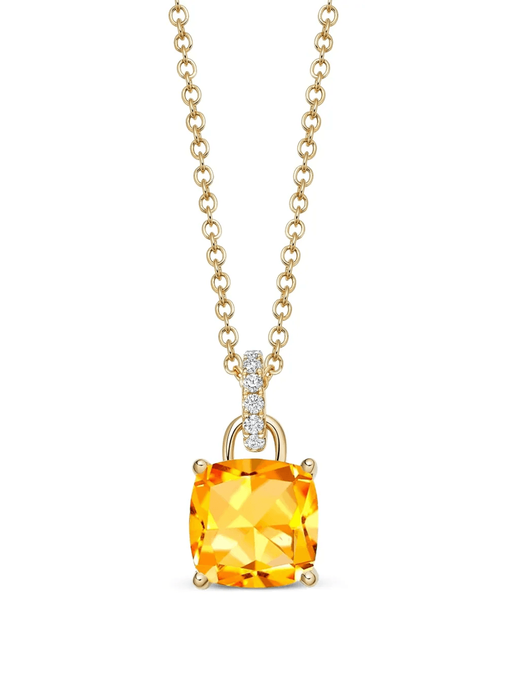 18kt yellow gold Kiki Cushion diamond and citrine pendant necklace - Image 1