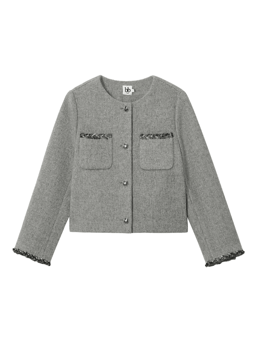 pocket-trimmed embellished-cuff jacket - Image 1