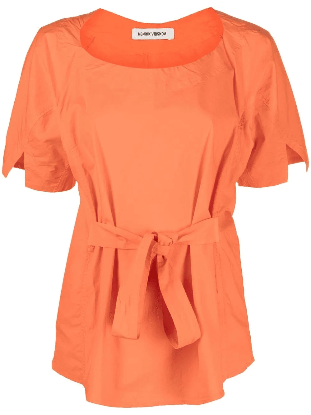 tied-waist short-sleeved blouse - Image 1