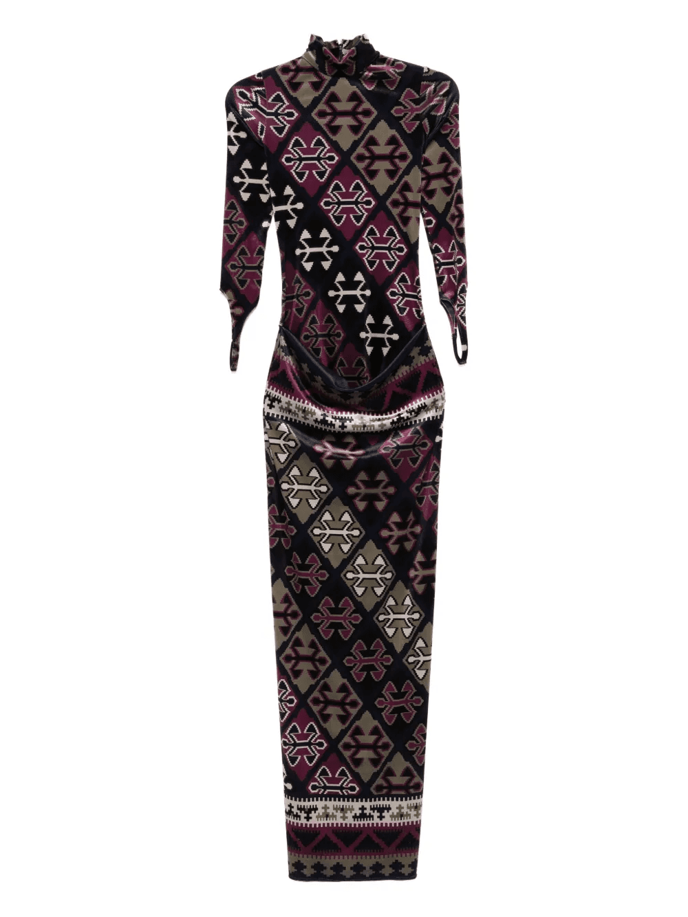 carpet-printed velvet maxi dress - Image 1