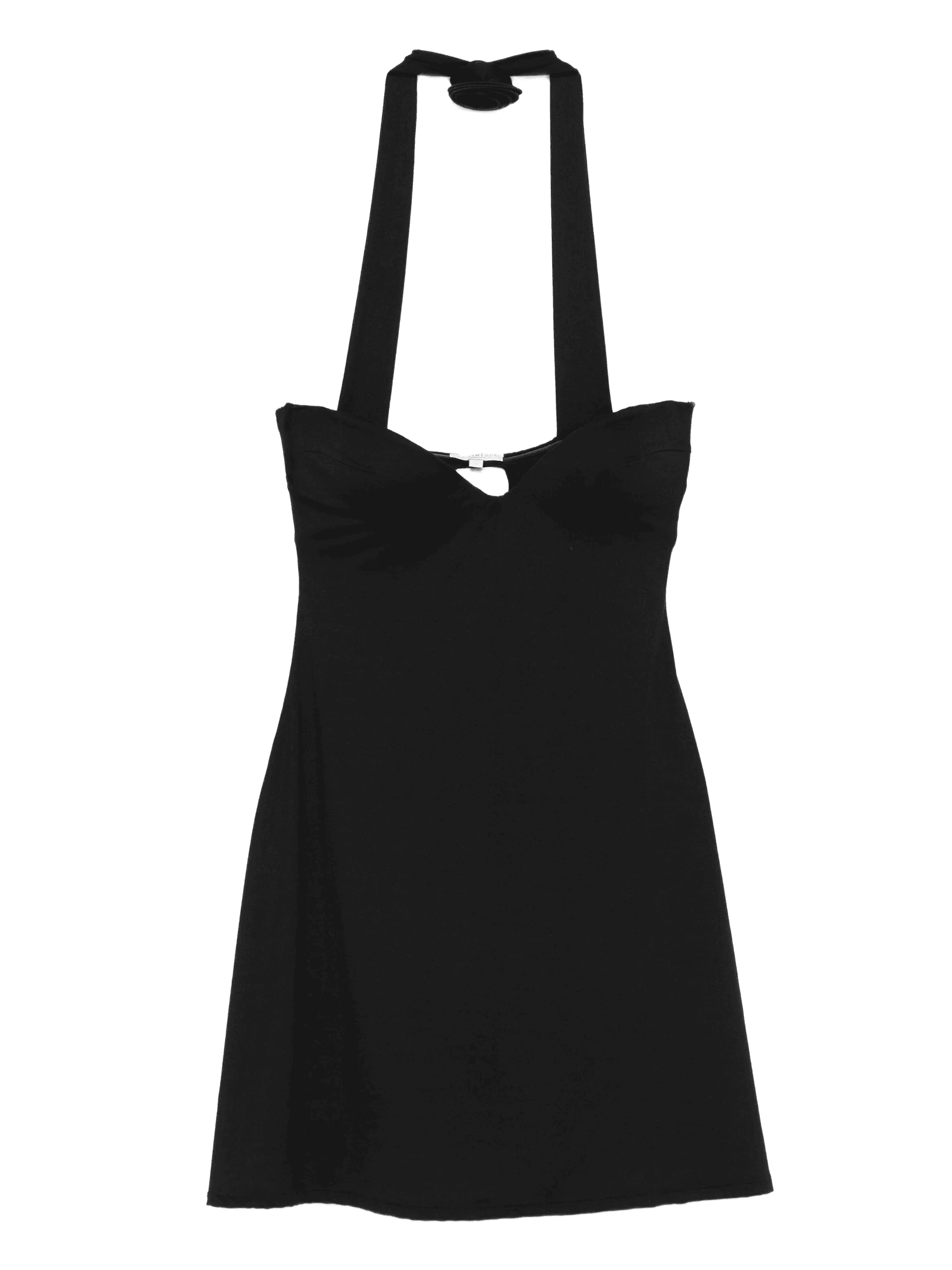 halter-neck rose-embellished mini dress - Image 1