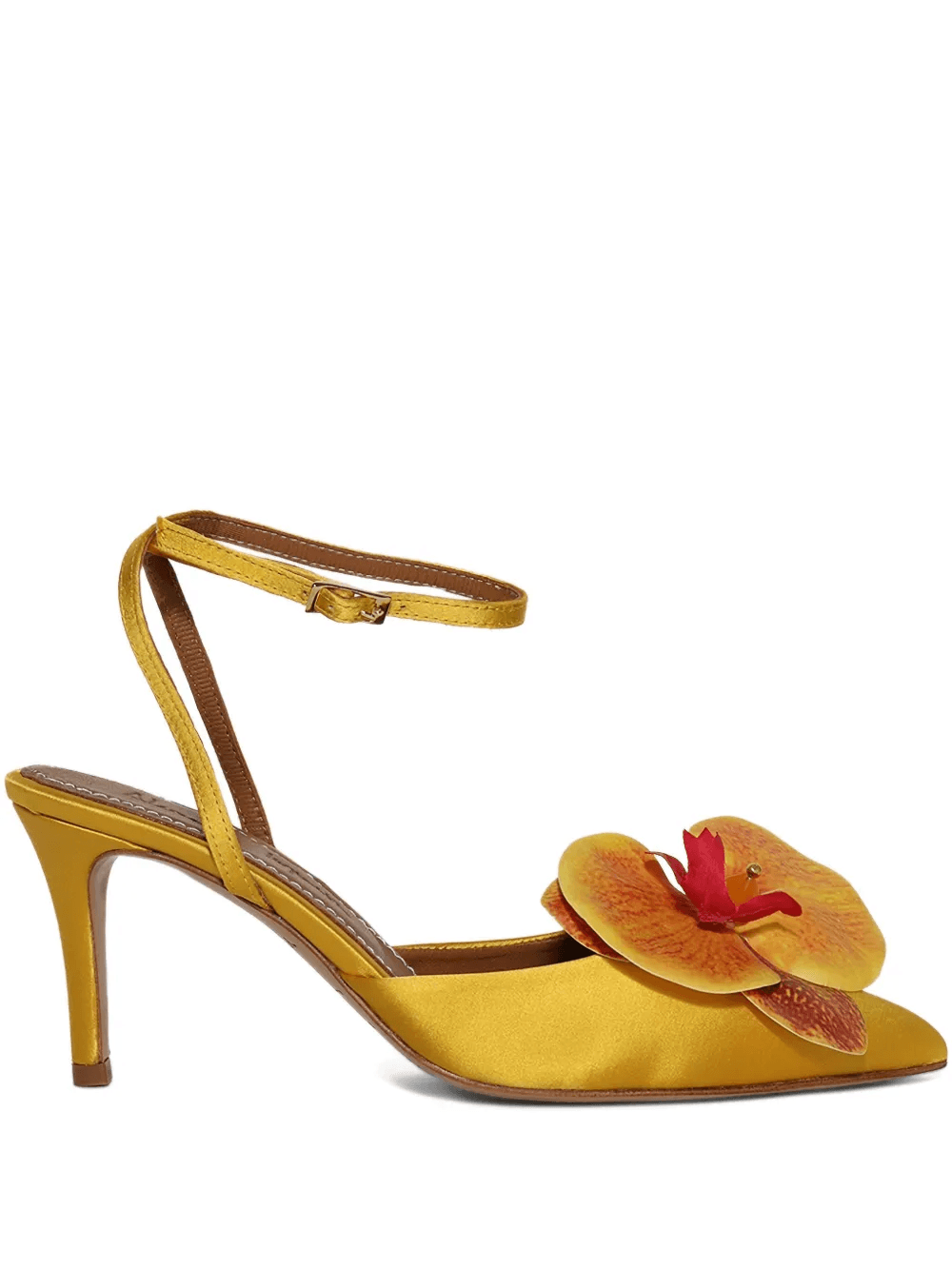 70mm orchid-embellished satin pumps - Image 1