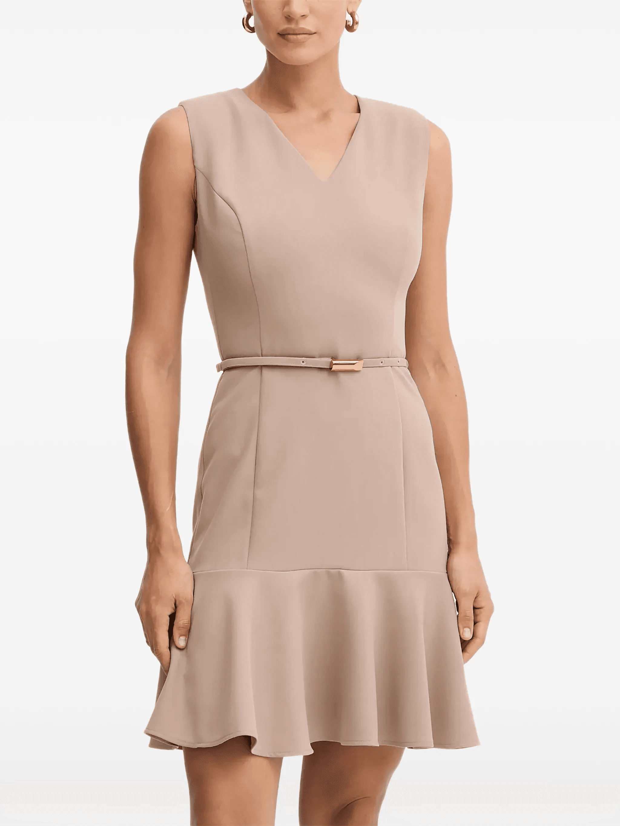 belted V-neck midi dress - Image 1