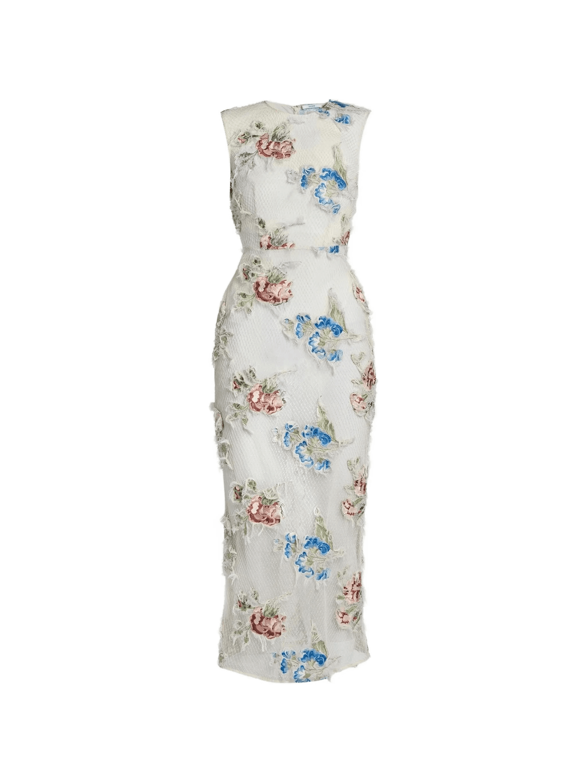 floral-appliqué midi dress - Image 1